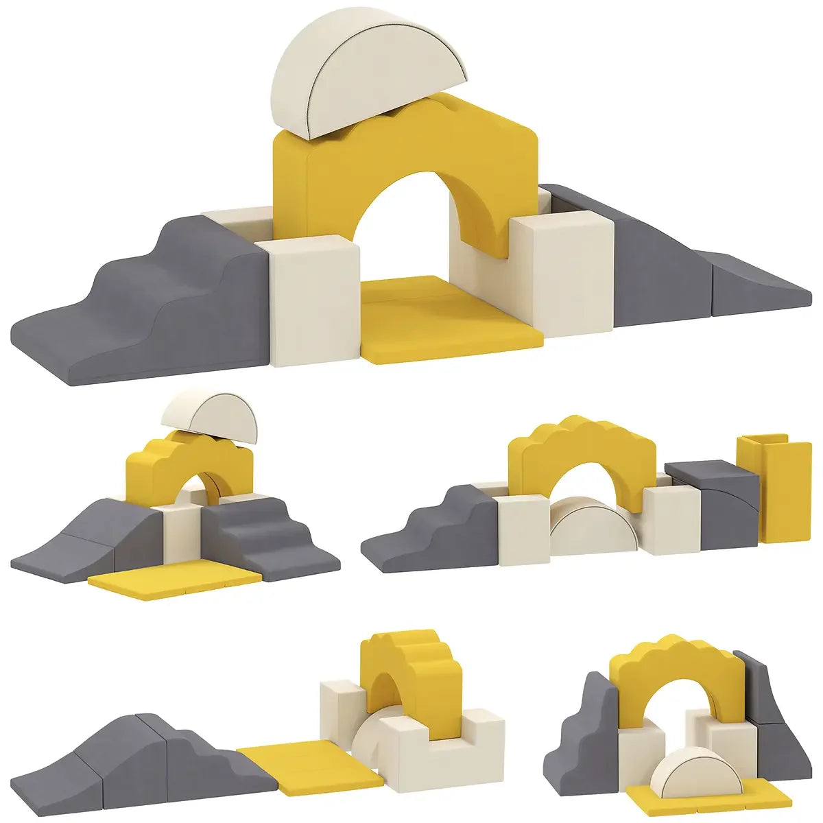 7-Piece Toddler Soft Play Climbing Set – Yellow
