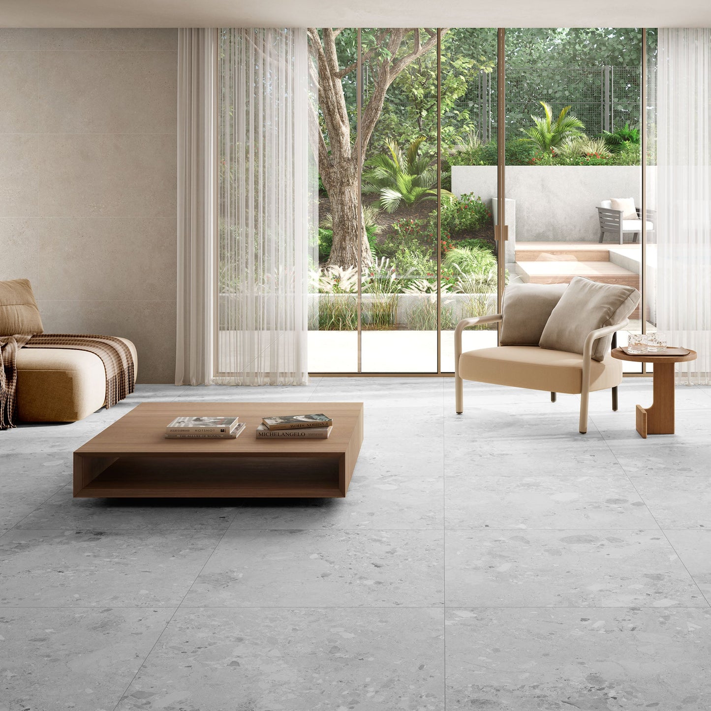 Grey Matt - Terazzia Smooth Porcelain Wall & Floor Tile Sample