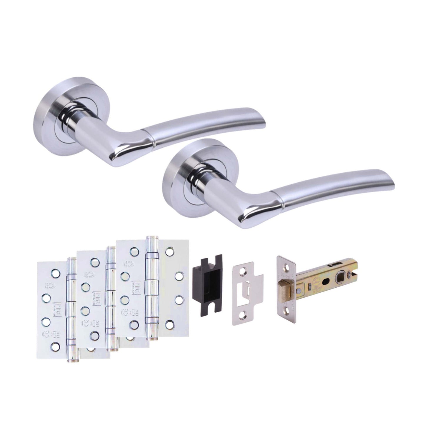 Columbia Internal Lever Fire Door Handle Set - Polished and Satin Chrome
