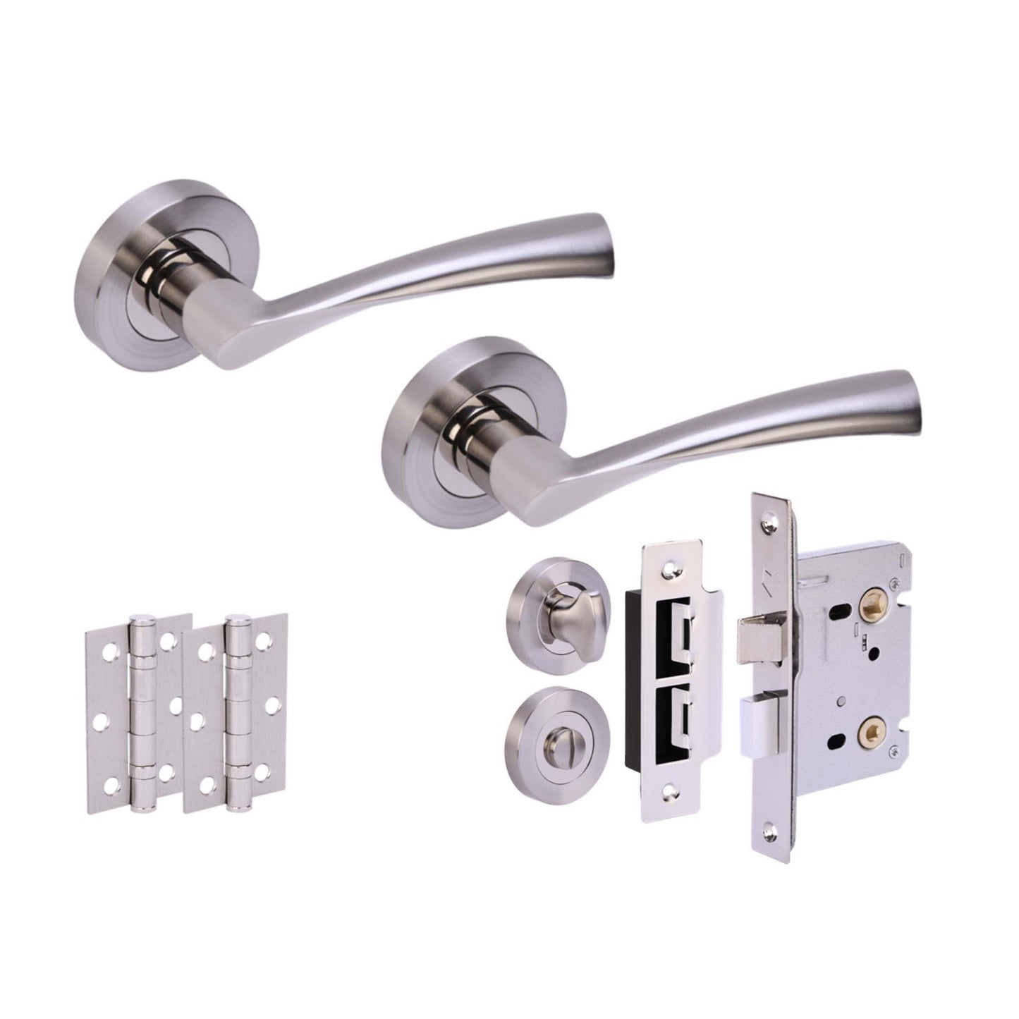 Lobo Internal Privacy Lever Door Handle Set - Polished and Satin Nickel