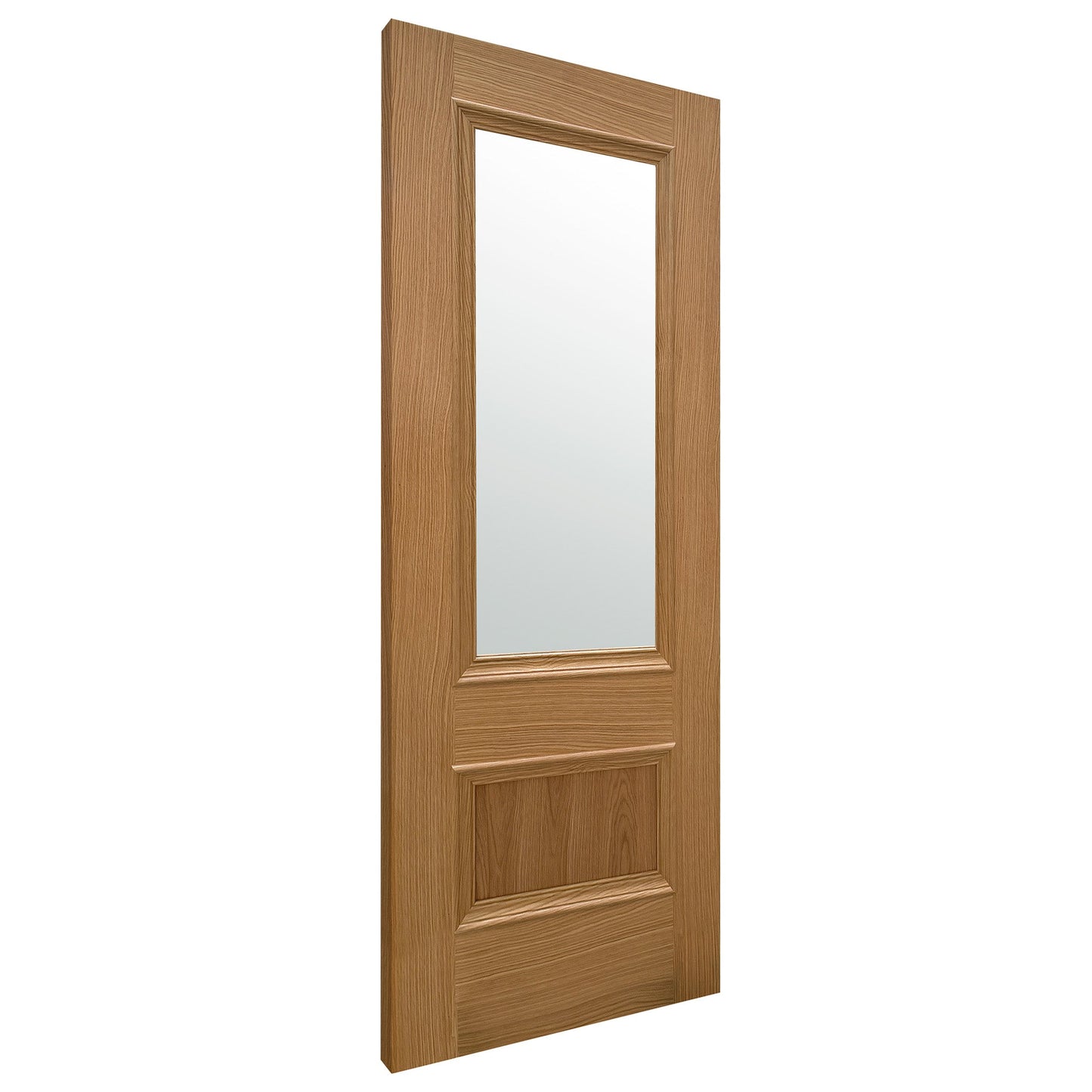 Oak Internal Fully Finished Clear Glass Mayfair 2 Panel Door