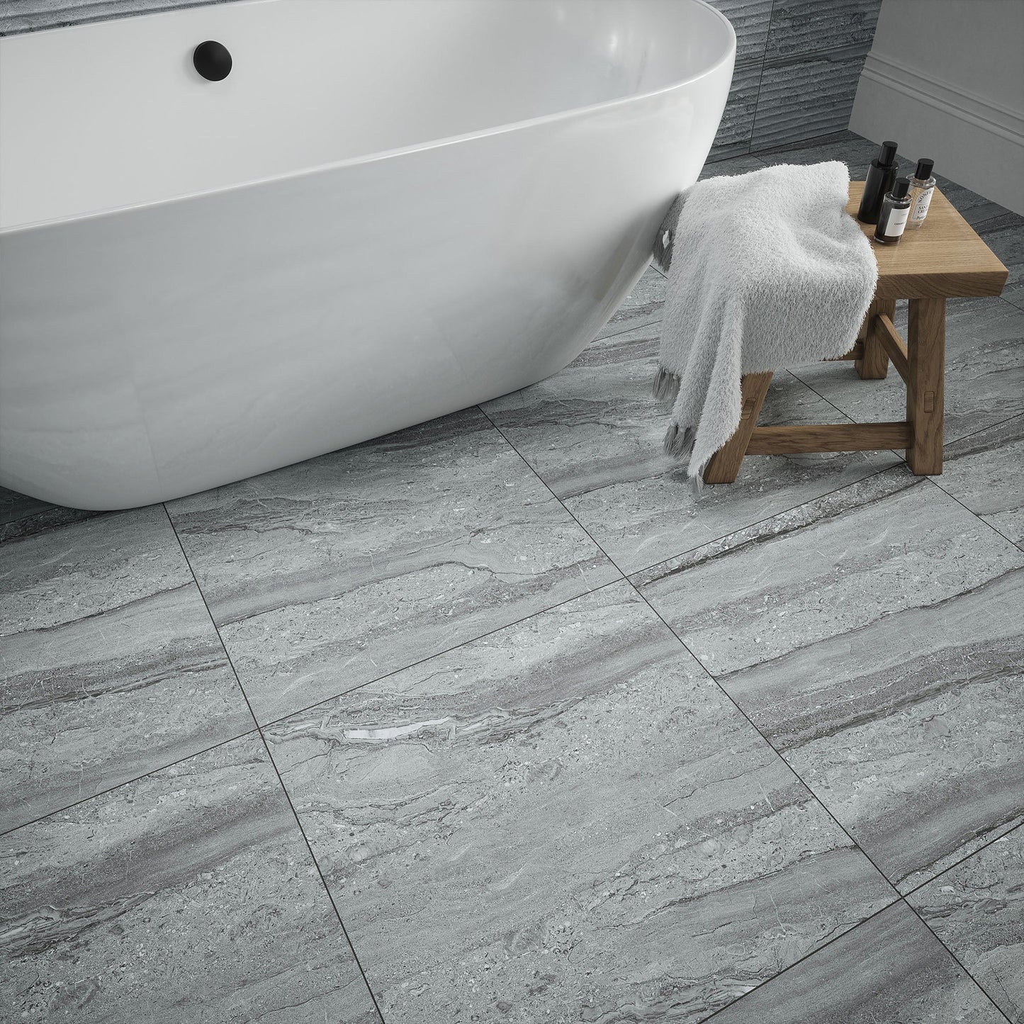Grey Matt - Arden Smooth Porcelain Wall & Floor Tile Sample