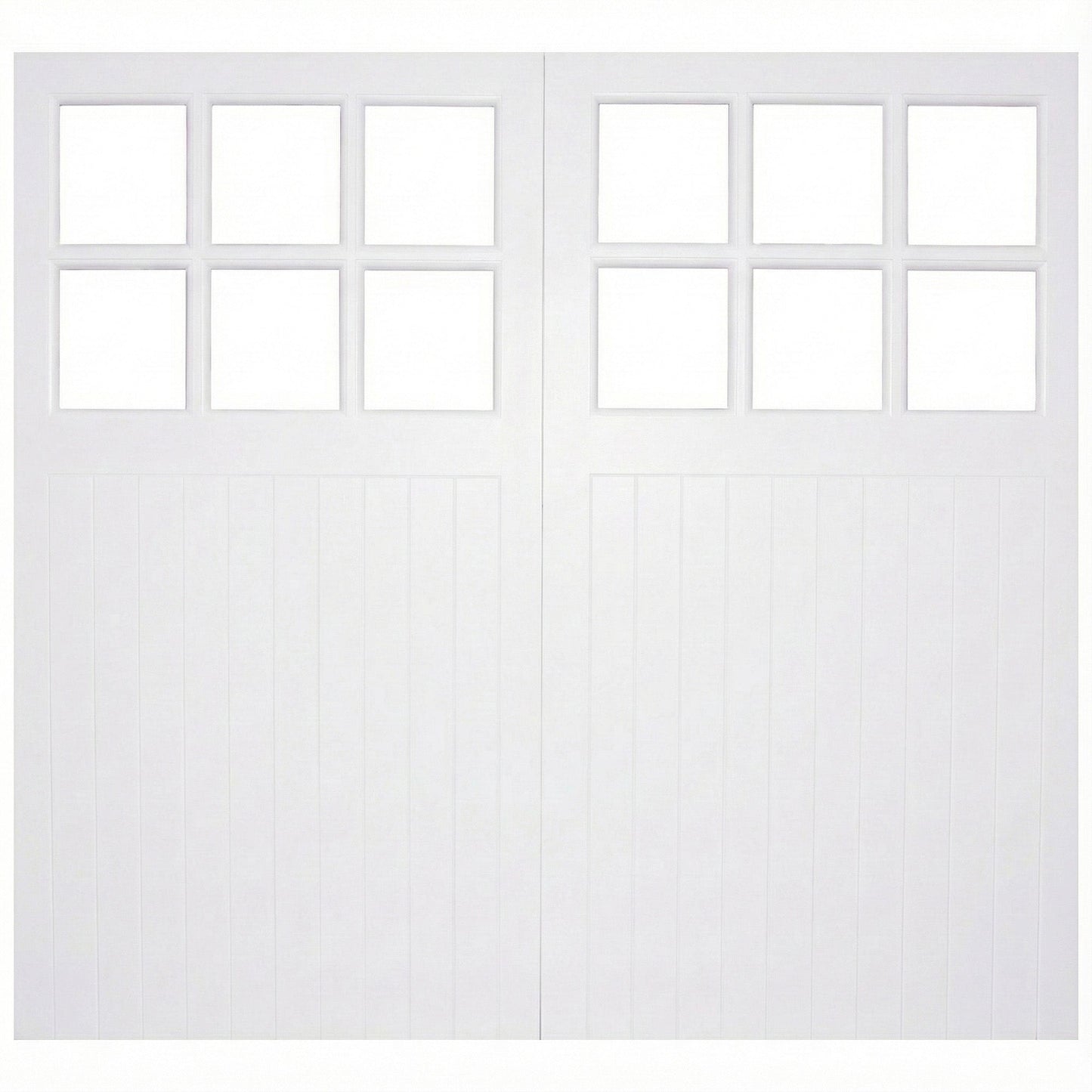 White Painted External 6 Light Obscure Glass Framed, Ledged & Braced Garage Door