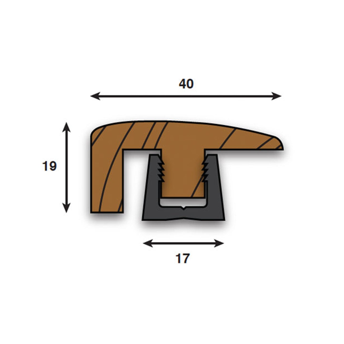 Dark Oak - End Profile Door Bar 990mm