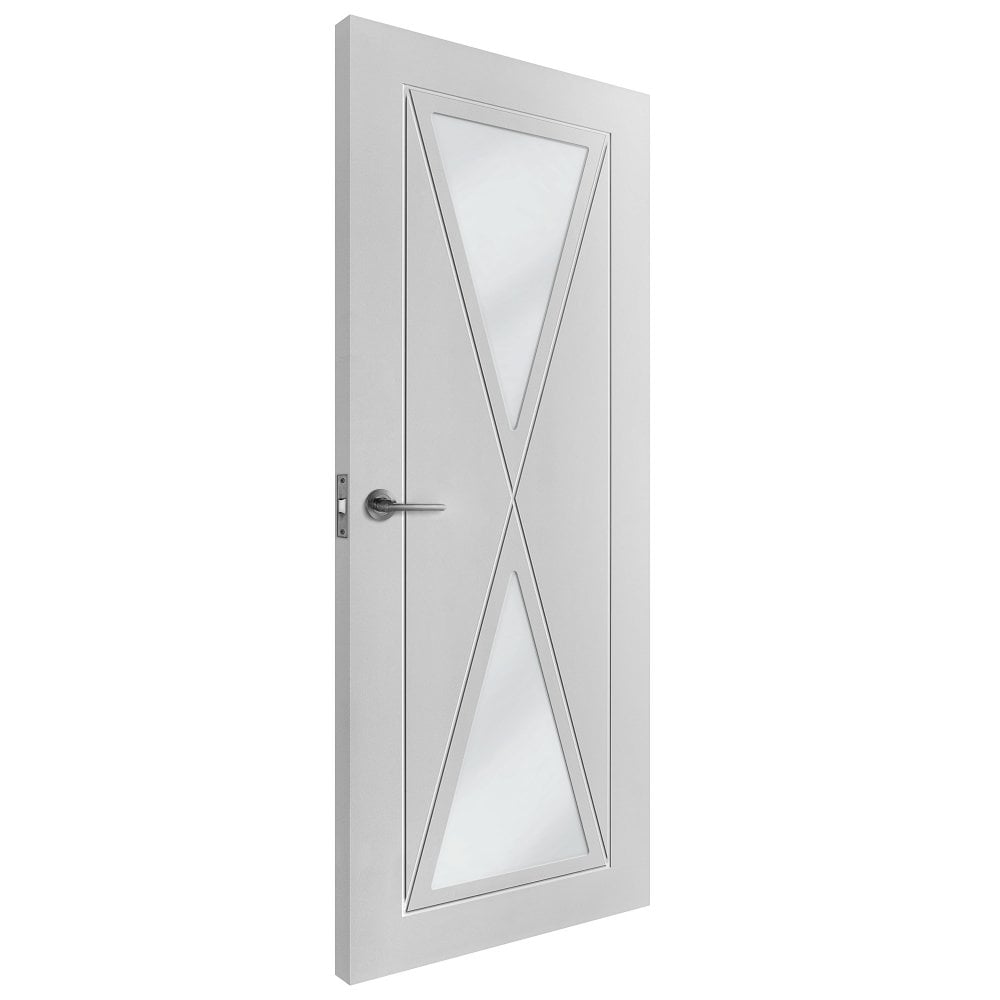 B-Grade White Internal Primed Alexa 2 Light Clear Glass Door