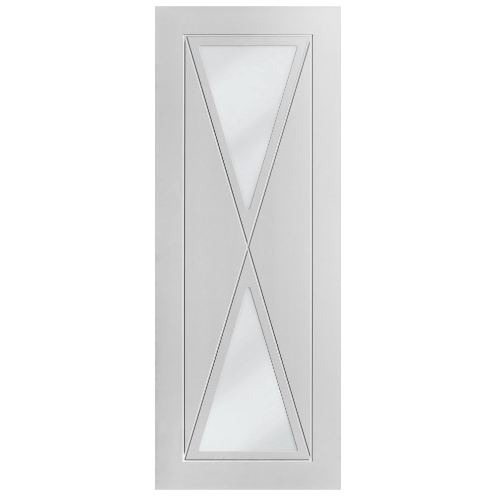 B-Grade White Internal Primed Alexa 2 Light Clear Glass Door