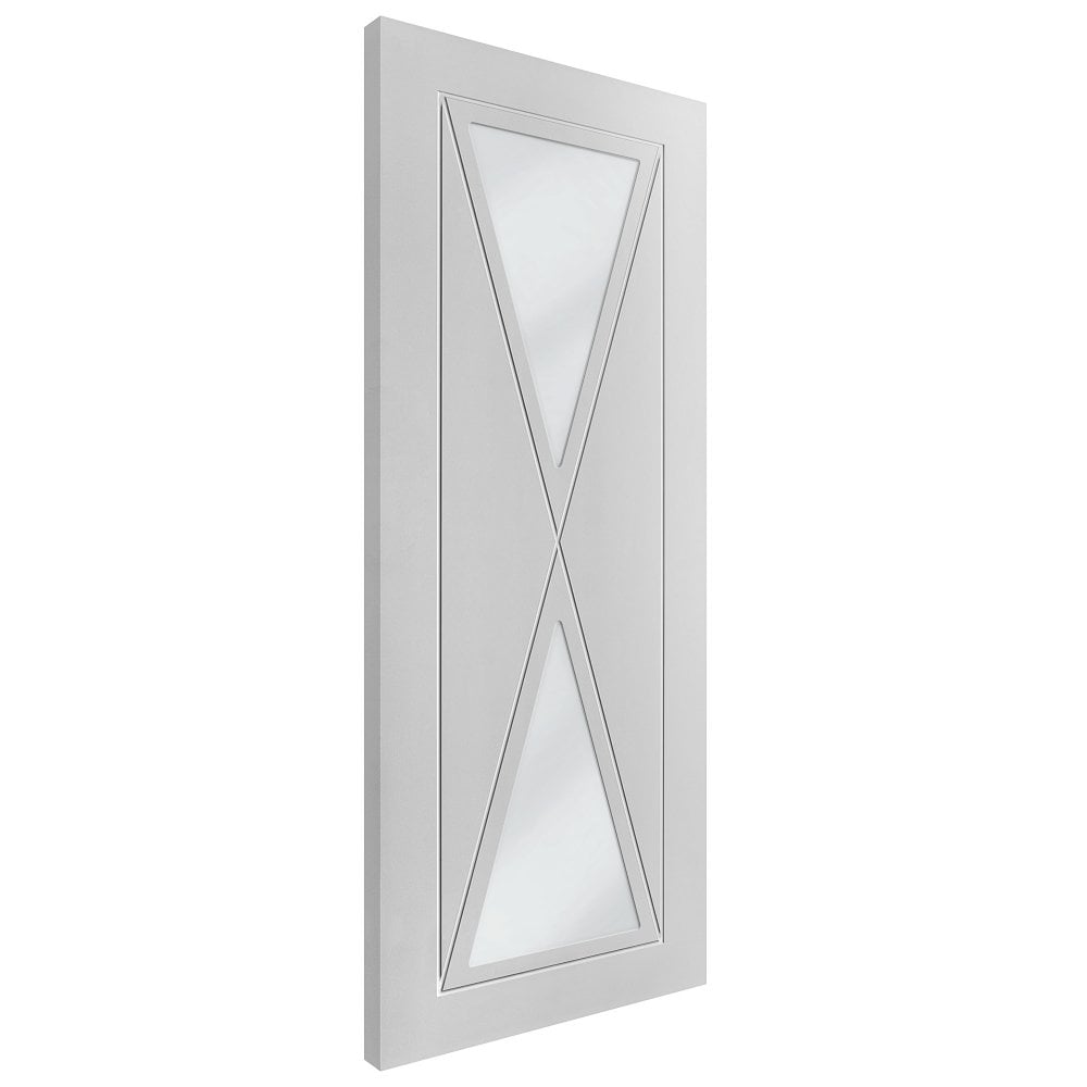 B-Grade White Internal Primed Alexa 2 Light Clear Glass Door