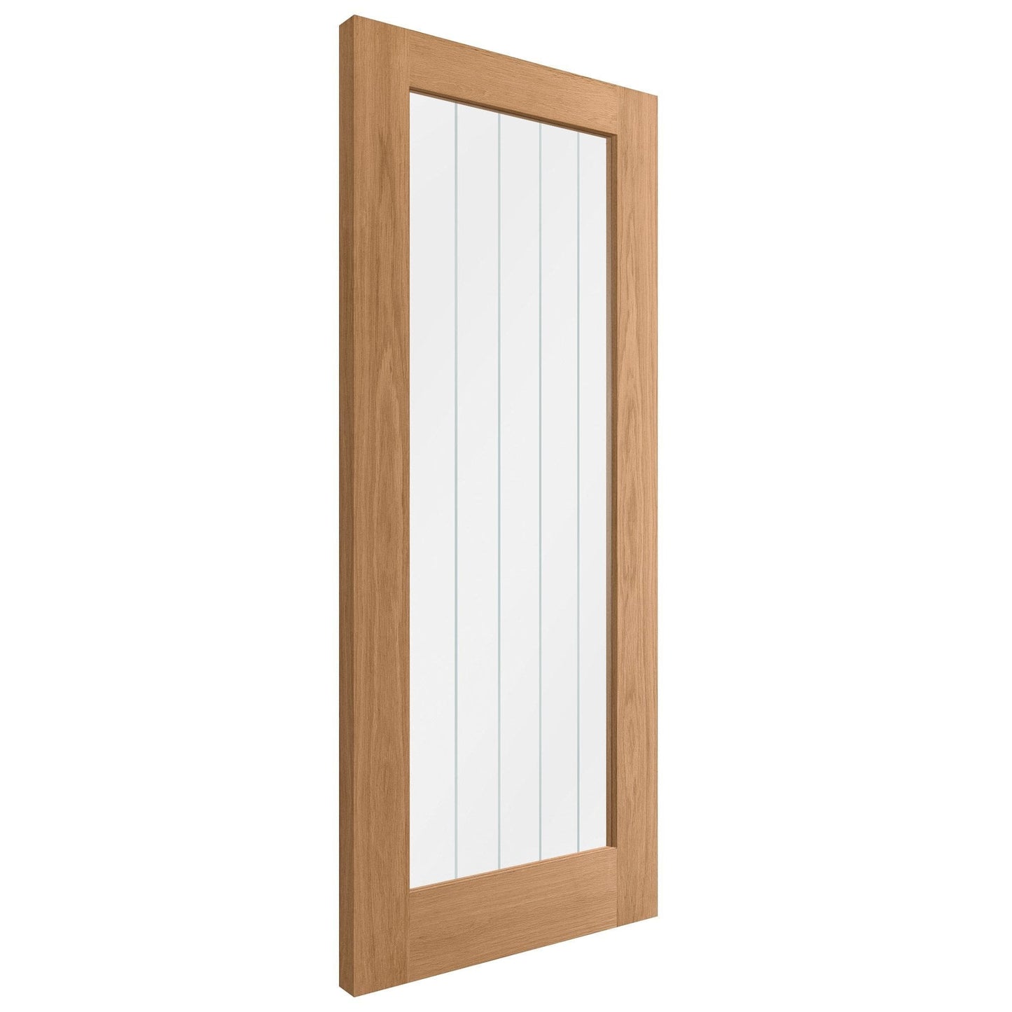 B-Grade Oak Internal Unfinished Farley 1 Light Obscure Lined Clear Glass Door