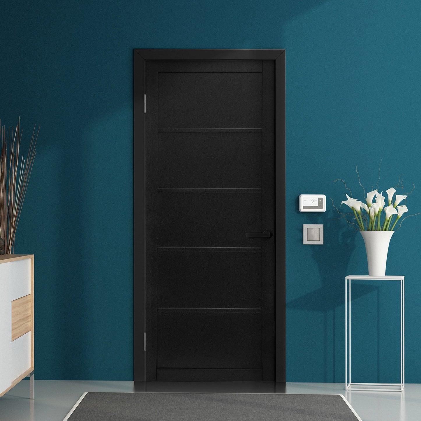 B-Grade Graphite Black Internal Fully Finished Industrial Studio 5 Panel Door