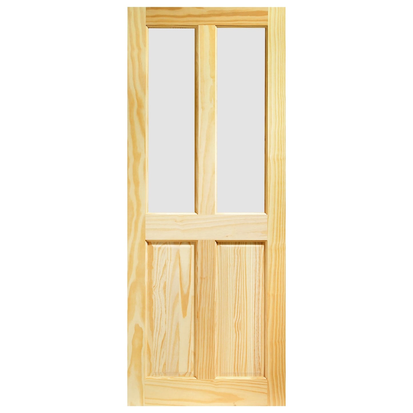 B-Grade Clear Pine Internal Unfinished 2 Panel 2 Light Obscure Glass Door