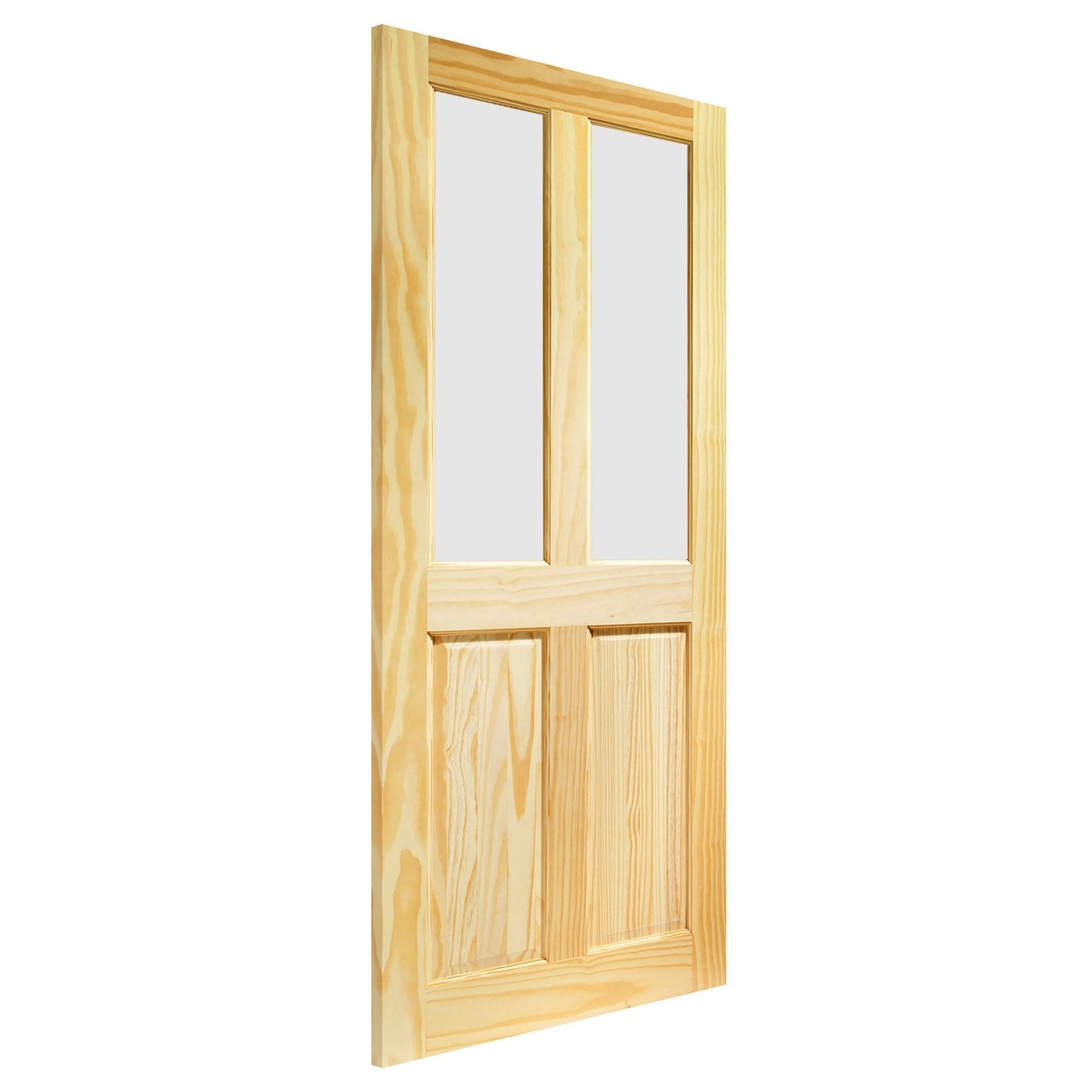B-Grade Clear Pine Internal Unfinished 2 Panel 2 Light Obscure Glass Door