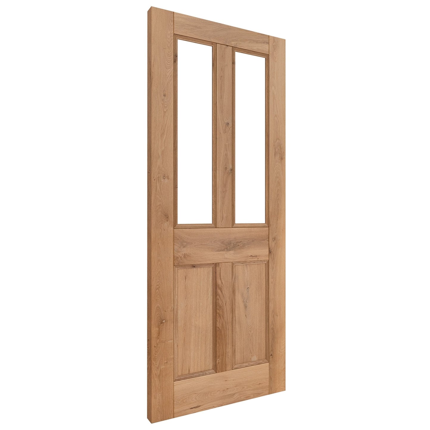 B-Grade Internal Fully Finished Rustic Oak Victorian 2 Light Clear Glazed Door