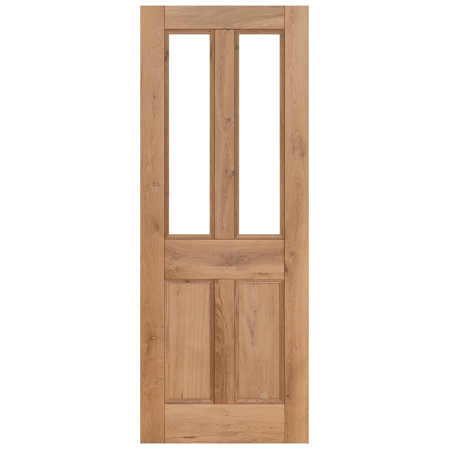B-Grade Internal Fully Finished Rustic Oak Victorian 2 Light Clear Glazed Door