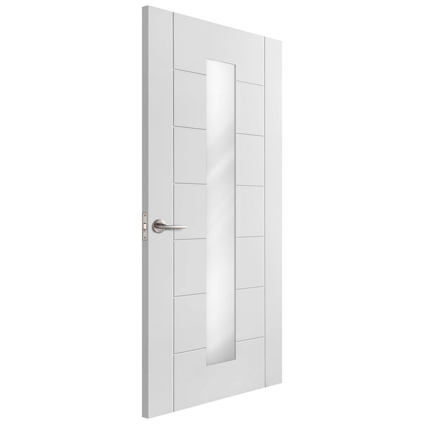 B-Grade White Internal Primed Pedrena 1 Light Clear Glass Door