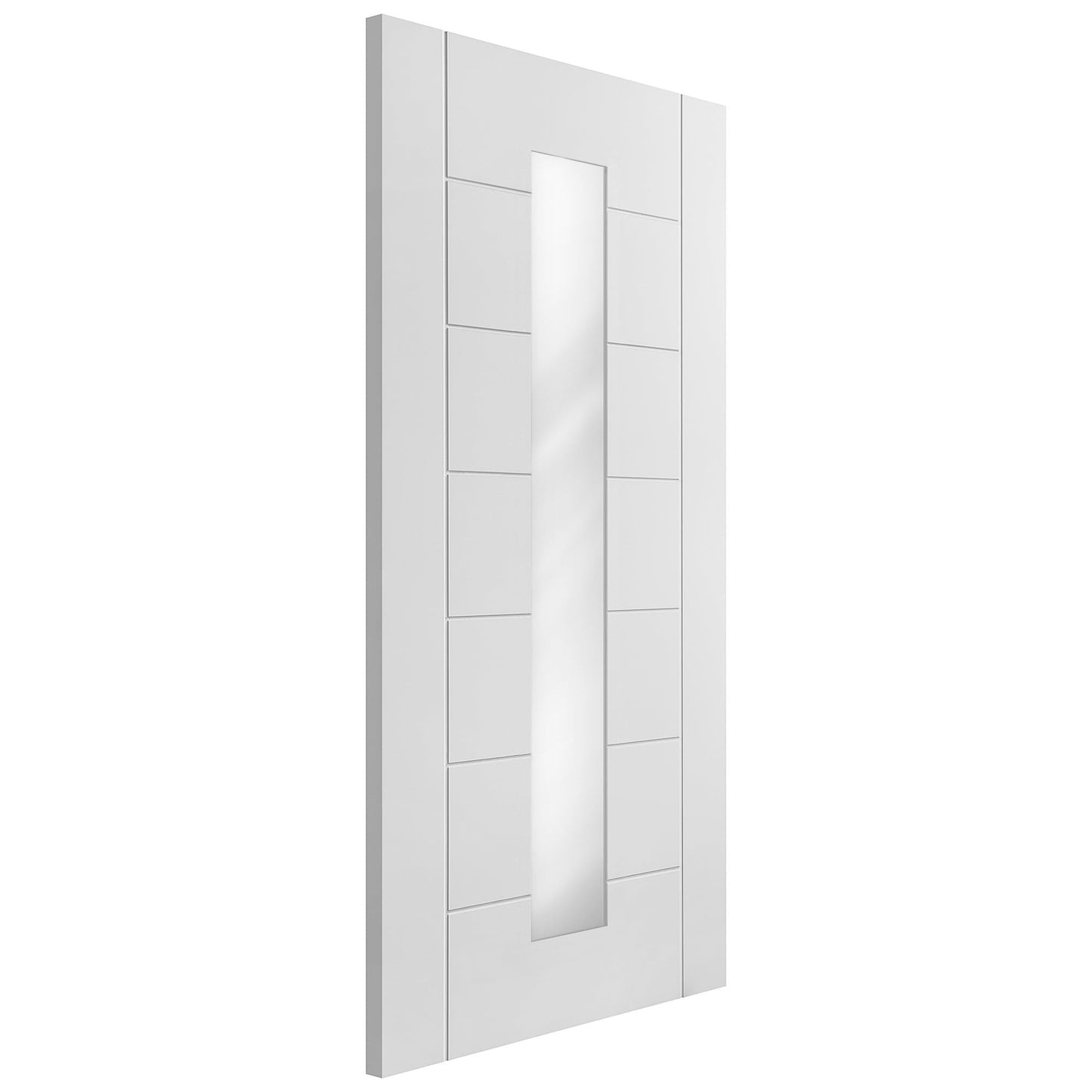 B-Grade White Internal Primed Pedrena 1 Light Clear Glass Door