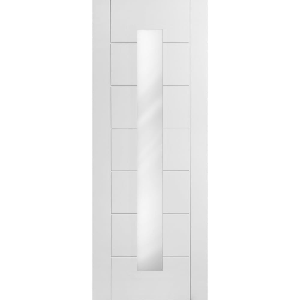 B-Grade White Internal Primed Pedrena 1 Light Clear Glass Door