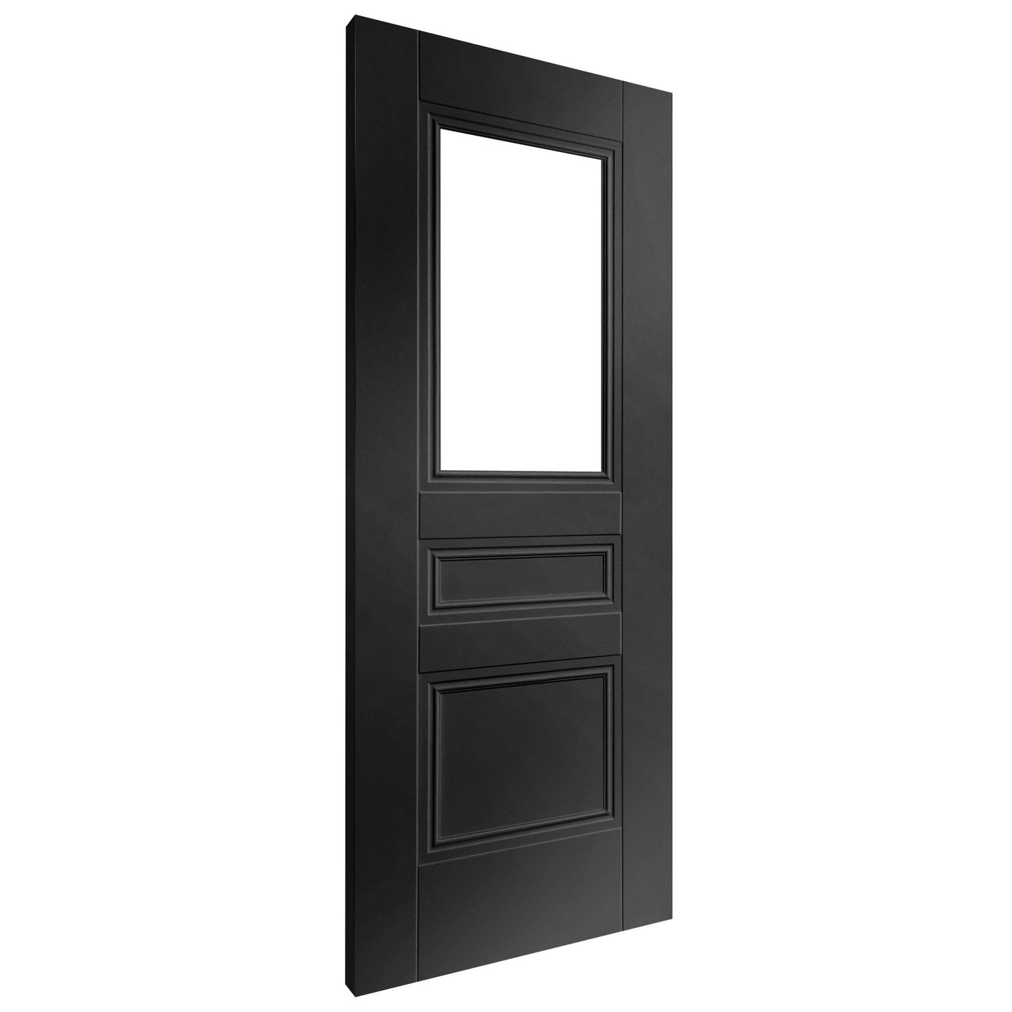 B-Grade Black Internal Fully Finished Elegance Henley 2 Panel 1 Light Clear Glass Door