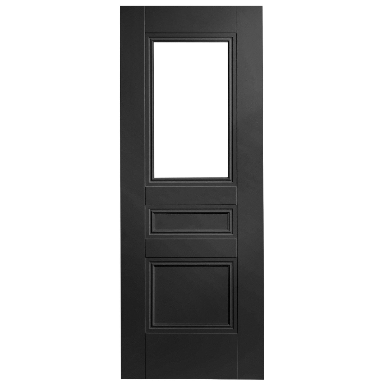 B-Grade Black Internal Fully Finished Elegance Henley 2 Panel 1 Light Clear Glass Door