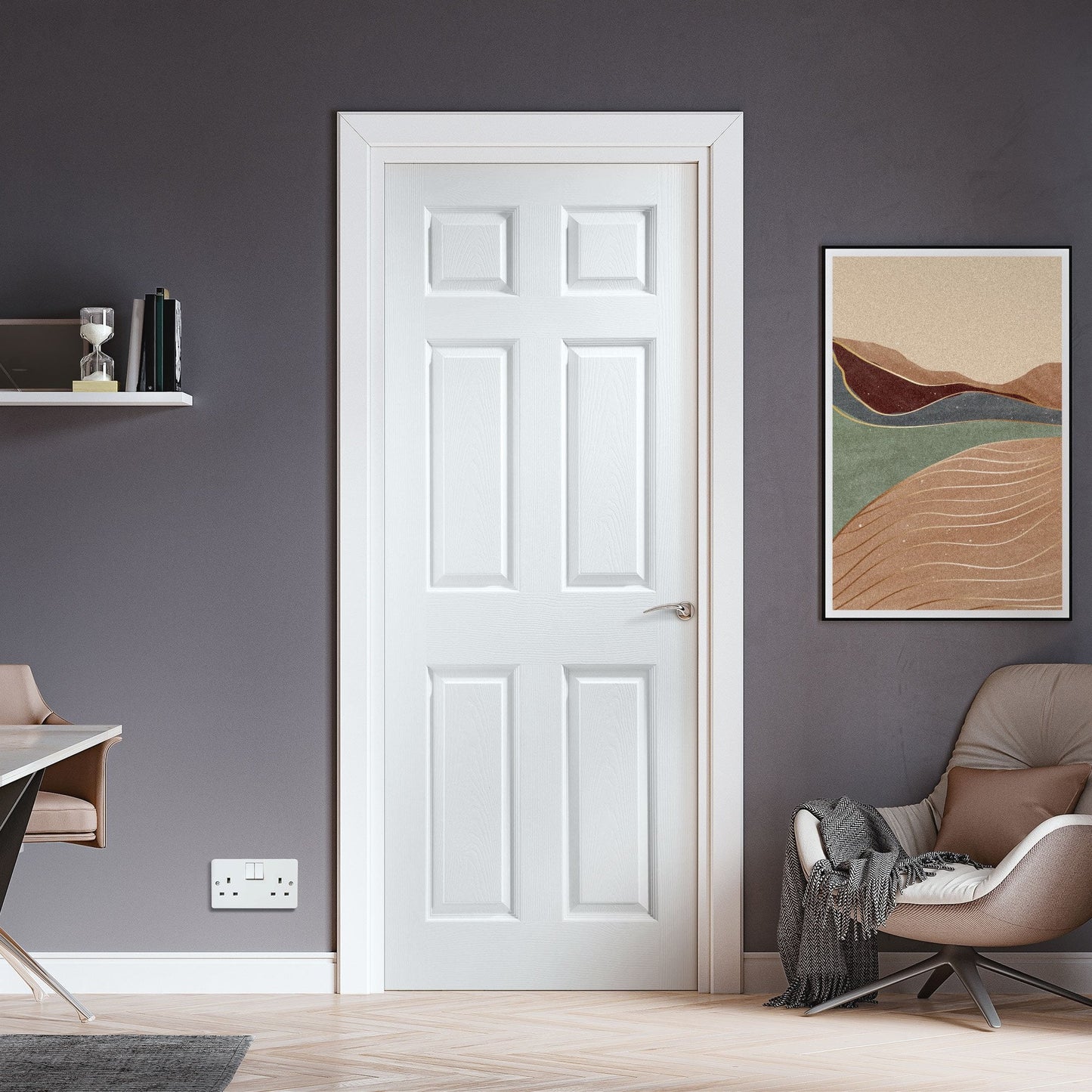 White Internal Moulded Lifestyle Primed Textured 6 Panel Door