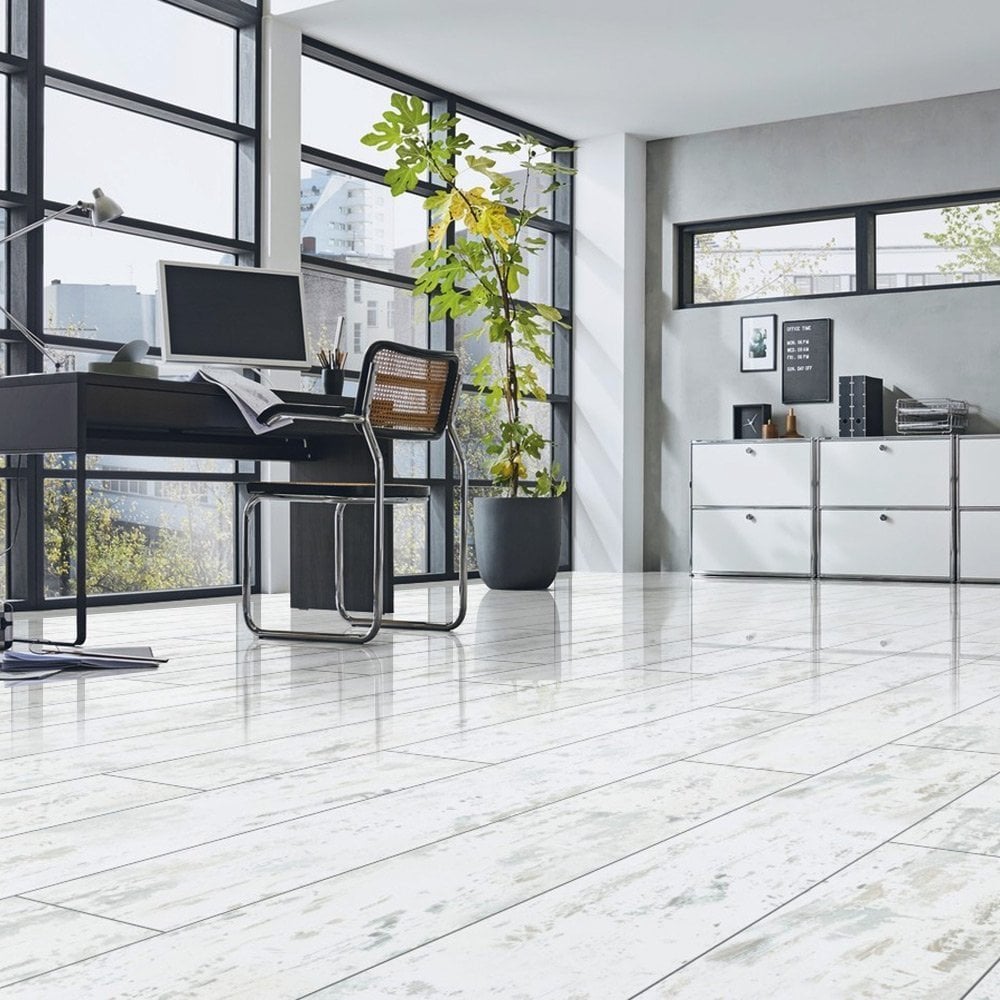 Antique White - Lustre 8mm High Gloss Laminate Flooring