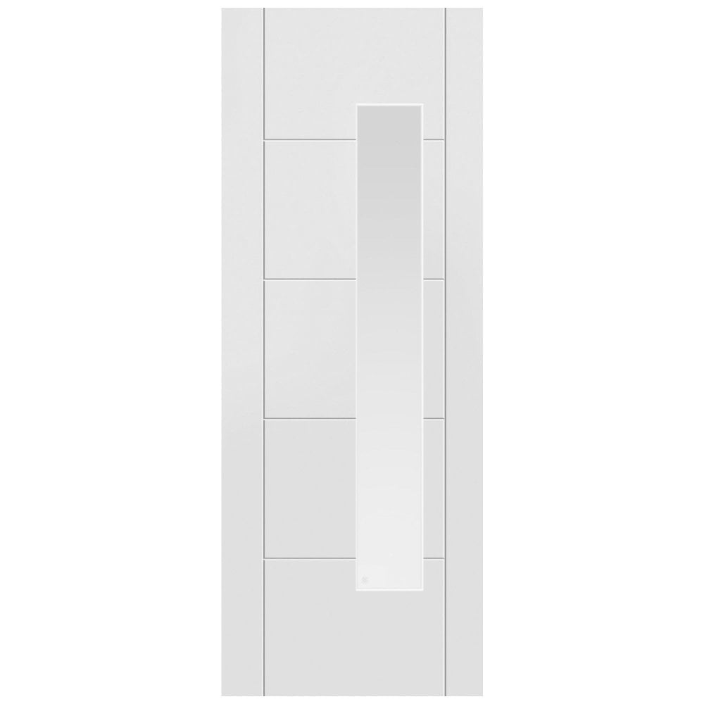 B-Grade White External Painted Composite 1 Light Obscure Glass Parma Door