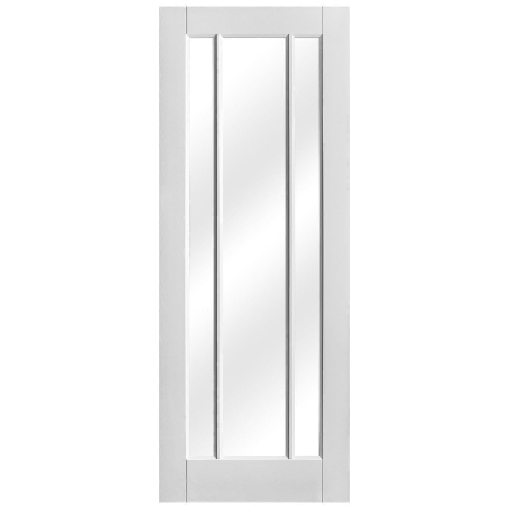 B-Grade White Internal Primed Toledo 3 Light Clear Glass FD30 Fire Door