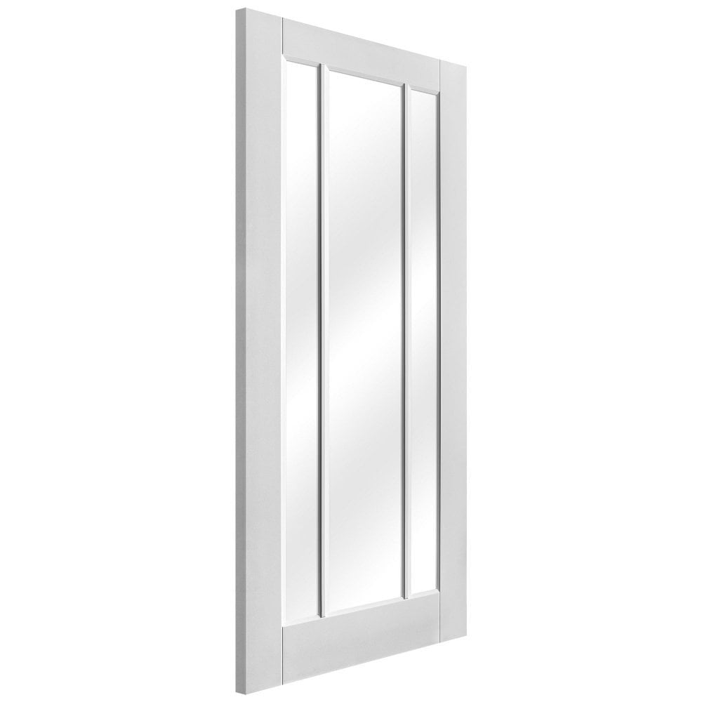 B-Grade White Internal Primed Toledo 3 Light Clear Glass FD30 Fire Door