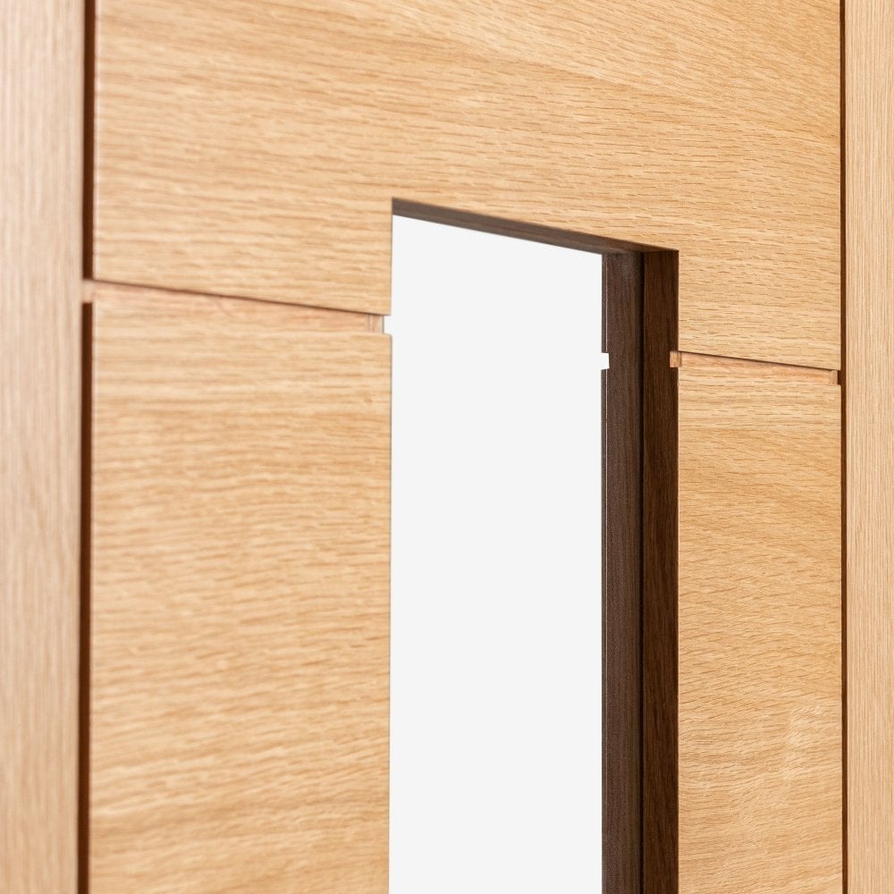 B-Grade Oak Internal Fully Finished Pedrena 1 Light Clear Glass FD30 Fire Door