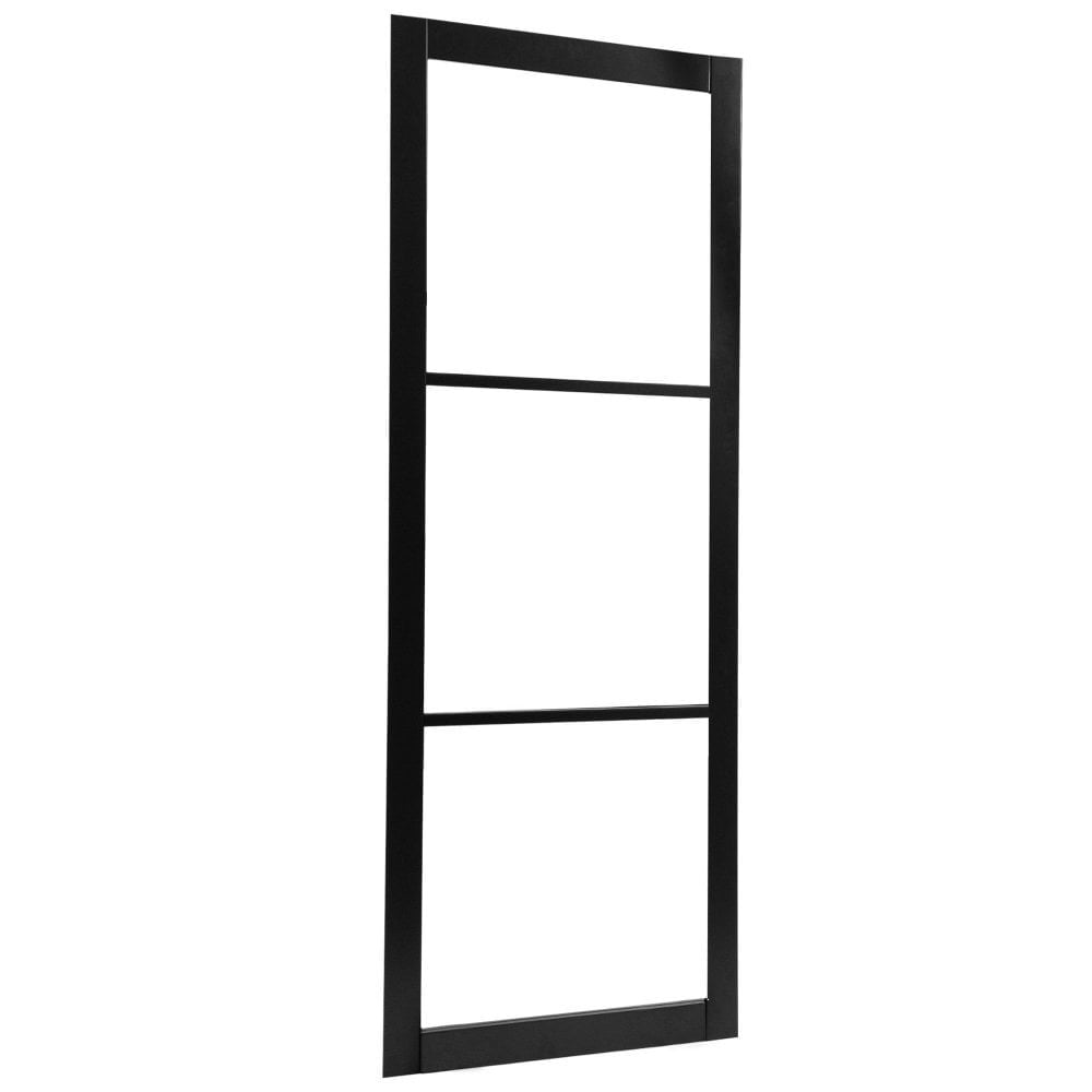B-Grade Jet Black Internal Fully Finished 3 Light Clear Glass Industrial Studio Door