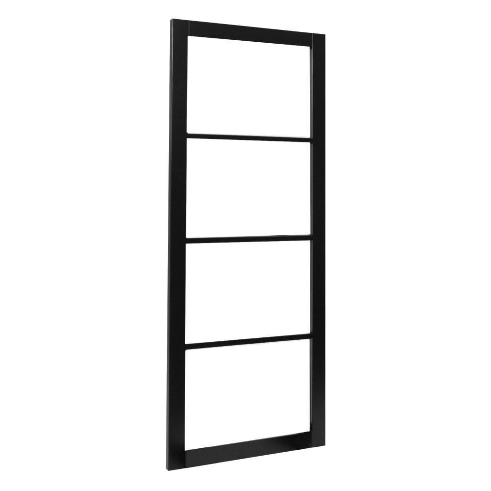 B-Grade Jet Black Internal Fully Finished 4 Light Clear Glass Industrial Studio Door