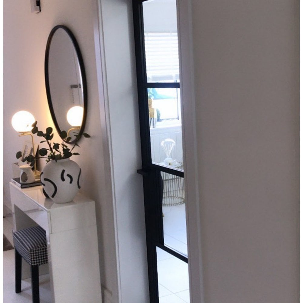 B-Grade Jet Black Internal Fully Finished 4 Light Clear Glass Industrial Studio Door