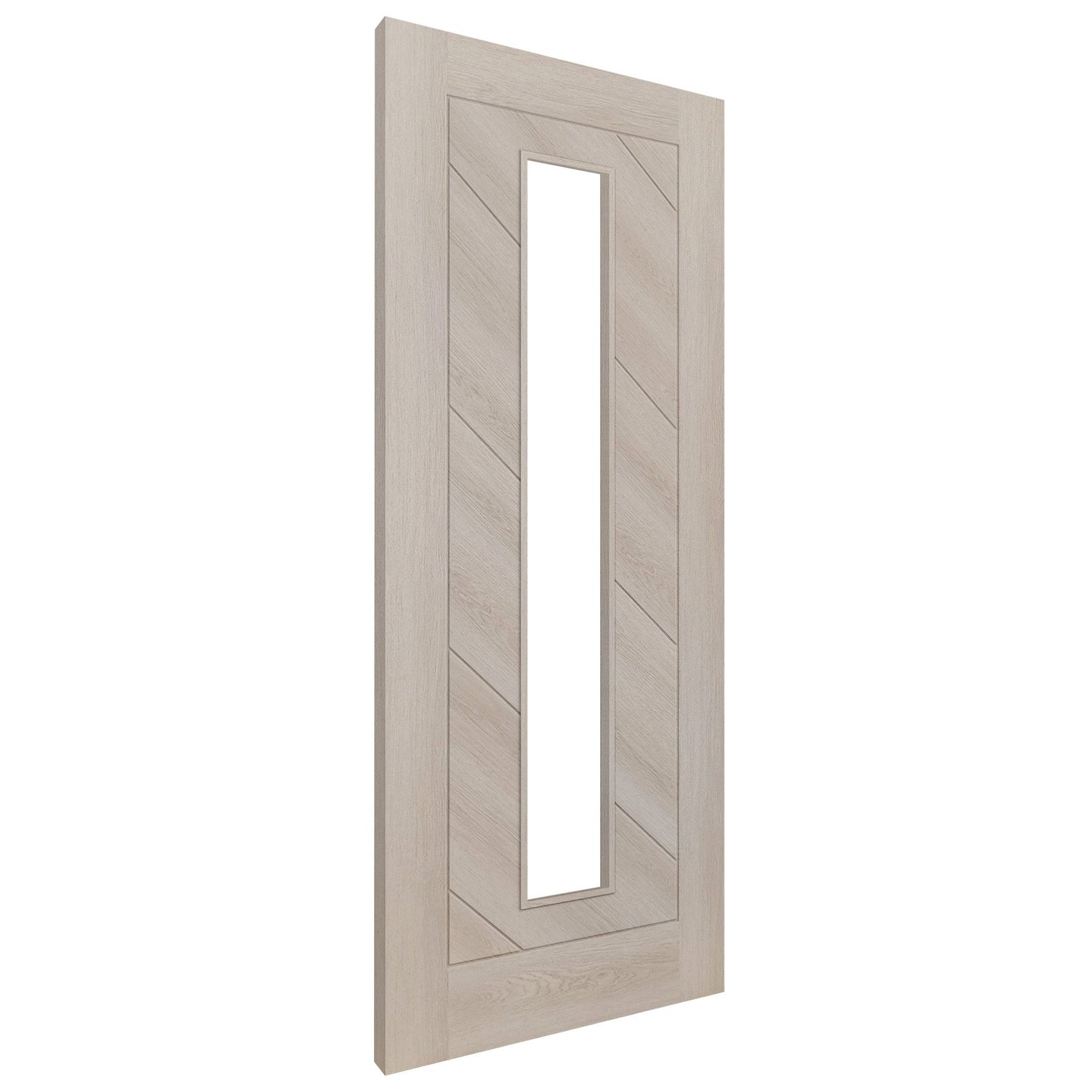 B-Grade Ivory Fully FInished Internal Endure Laminate Stockholm Clear Glass Door