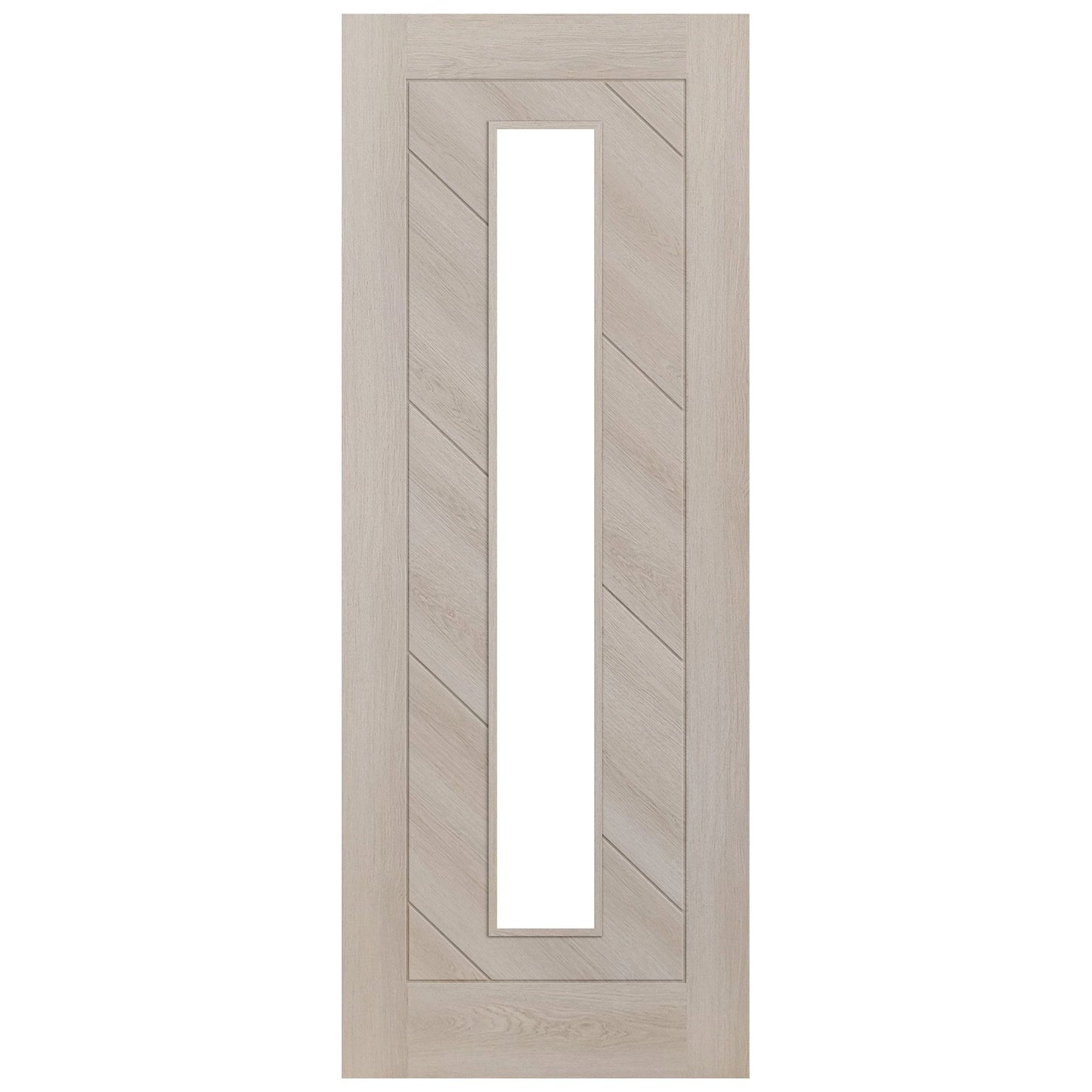 B-Grade Ivory Fully FInished Internal Endure Laminate Stockholm Clear Glass Door