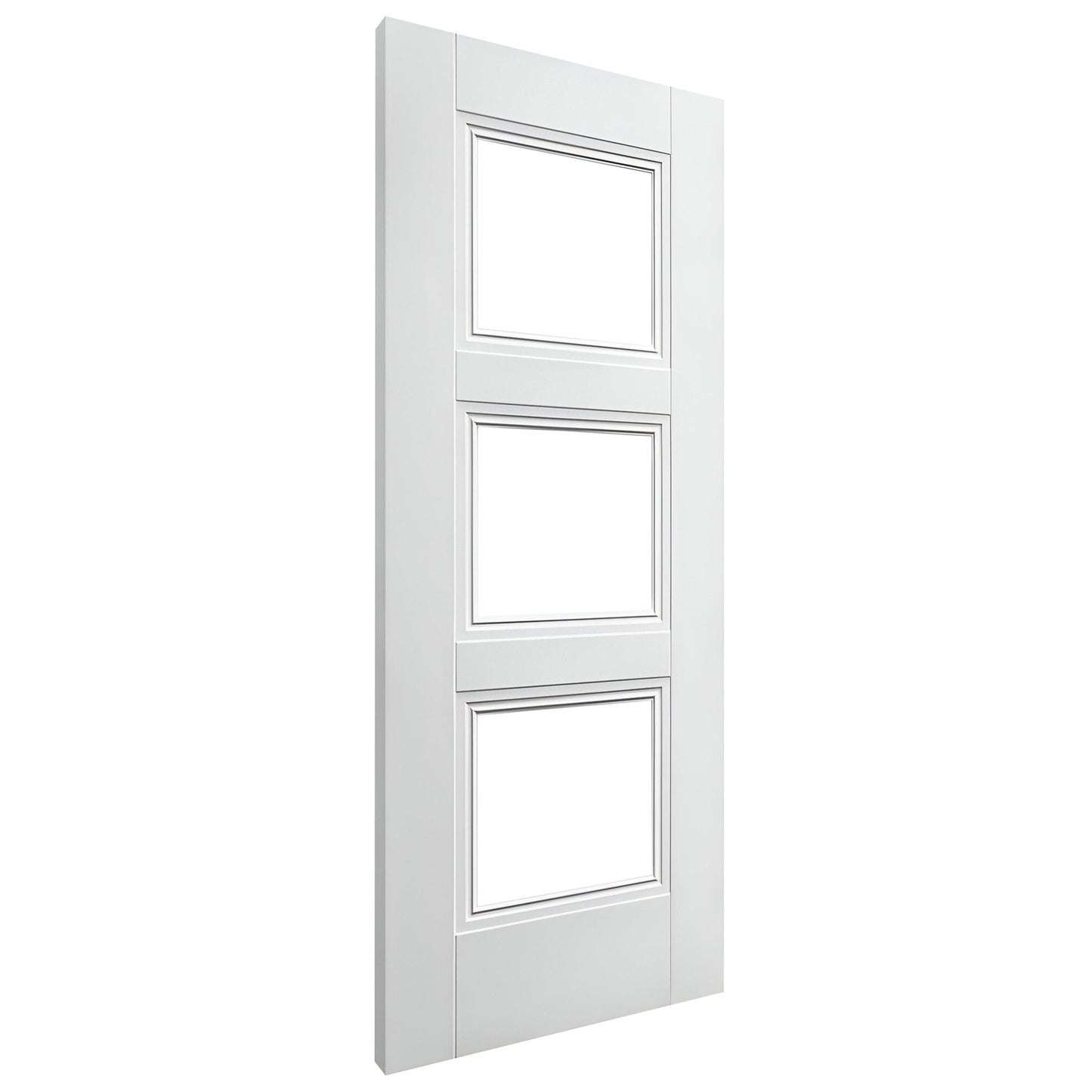 B-Grade White Internal Primed Elegance Ripley 3 Light Clear Glass Door