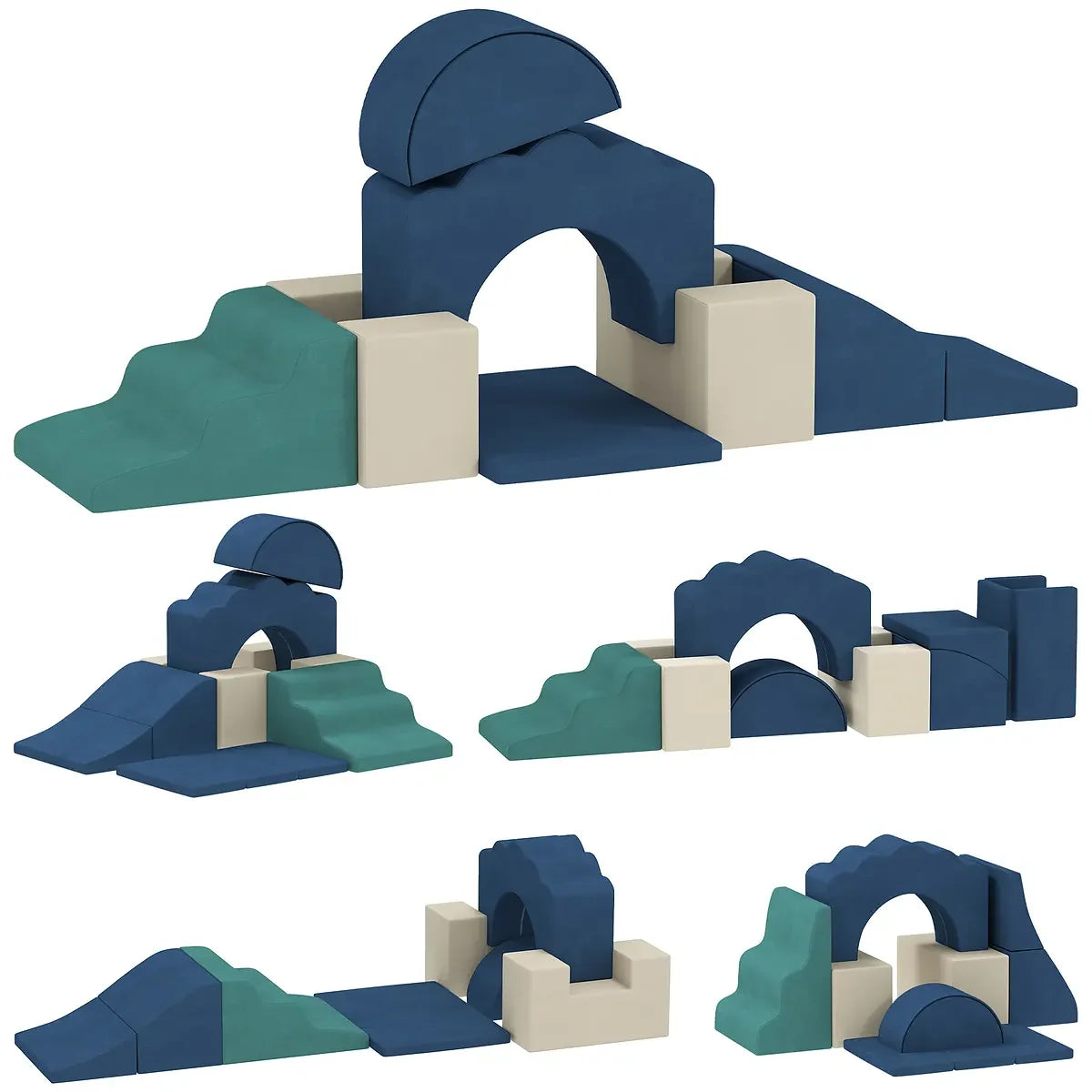 7-Piece Toddler Soft Play Climbing Set – Dark Blue