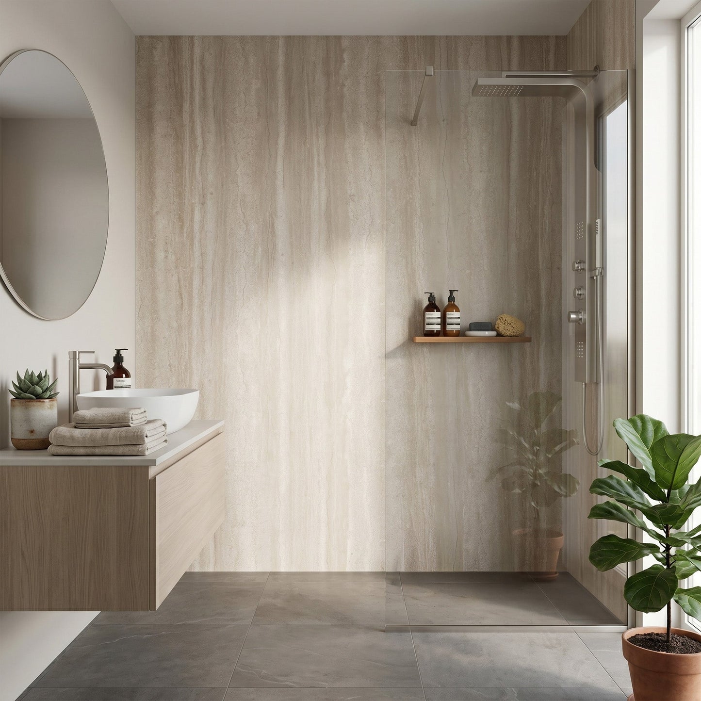Travertine - 2420 x 1200mm Postformed Waterproof Wall Panelling