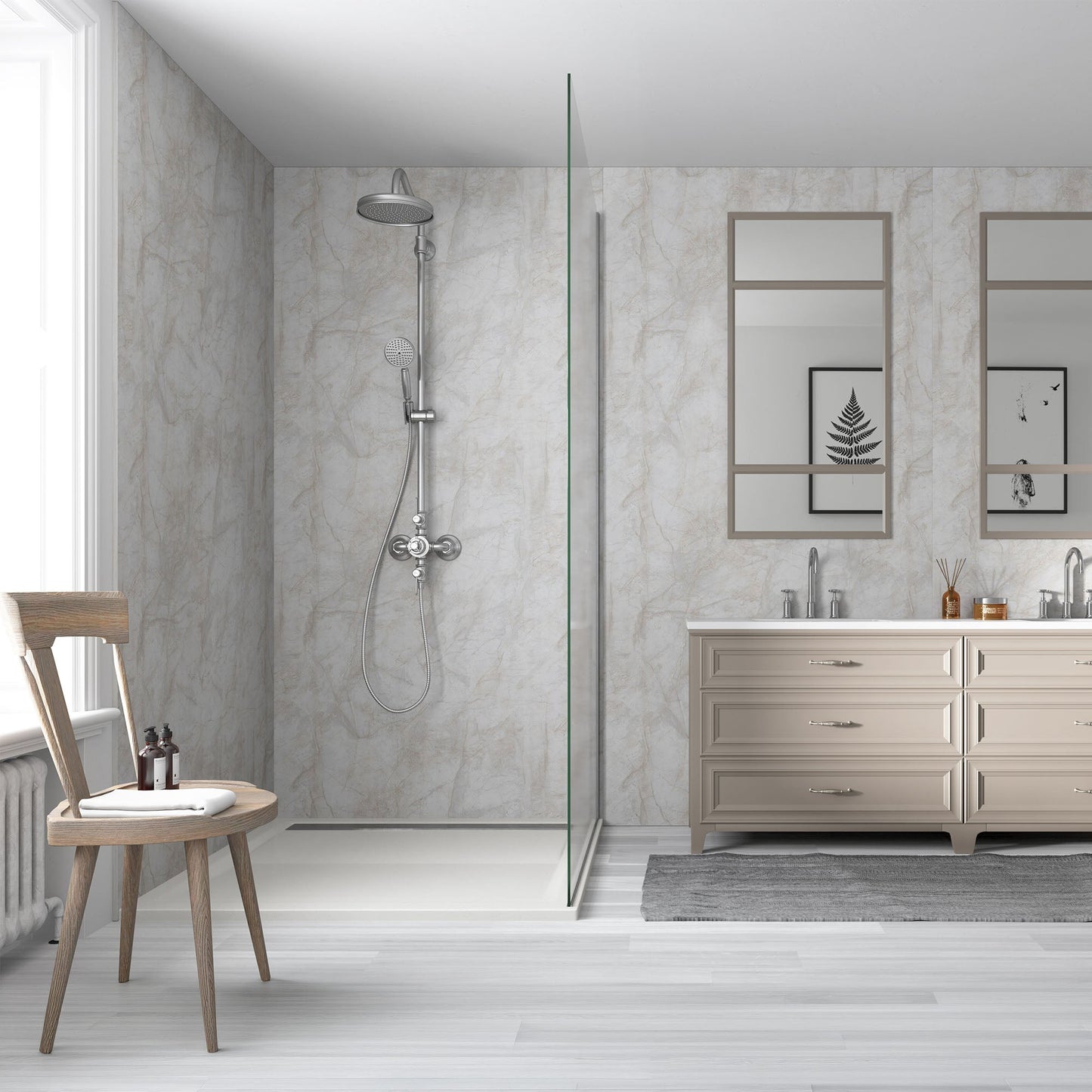 Neutral Marble - 2420 x 1200mm Postformed Waterproof Wall Panelling