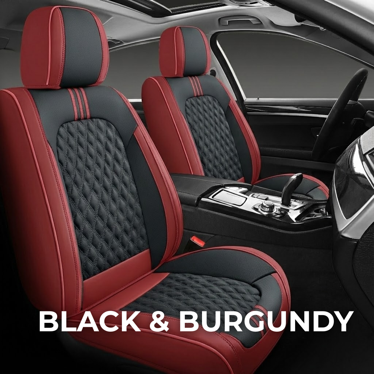 BLACK & BURGUNDY Car Seat Covers