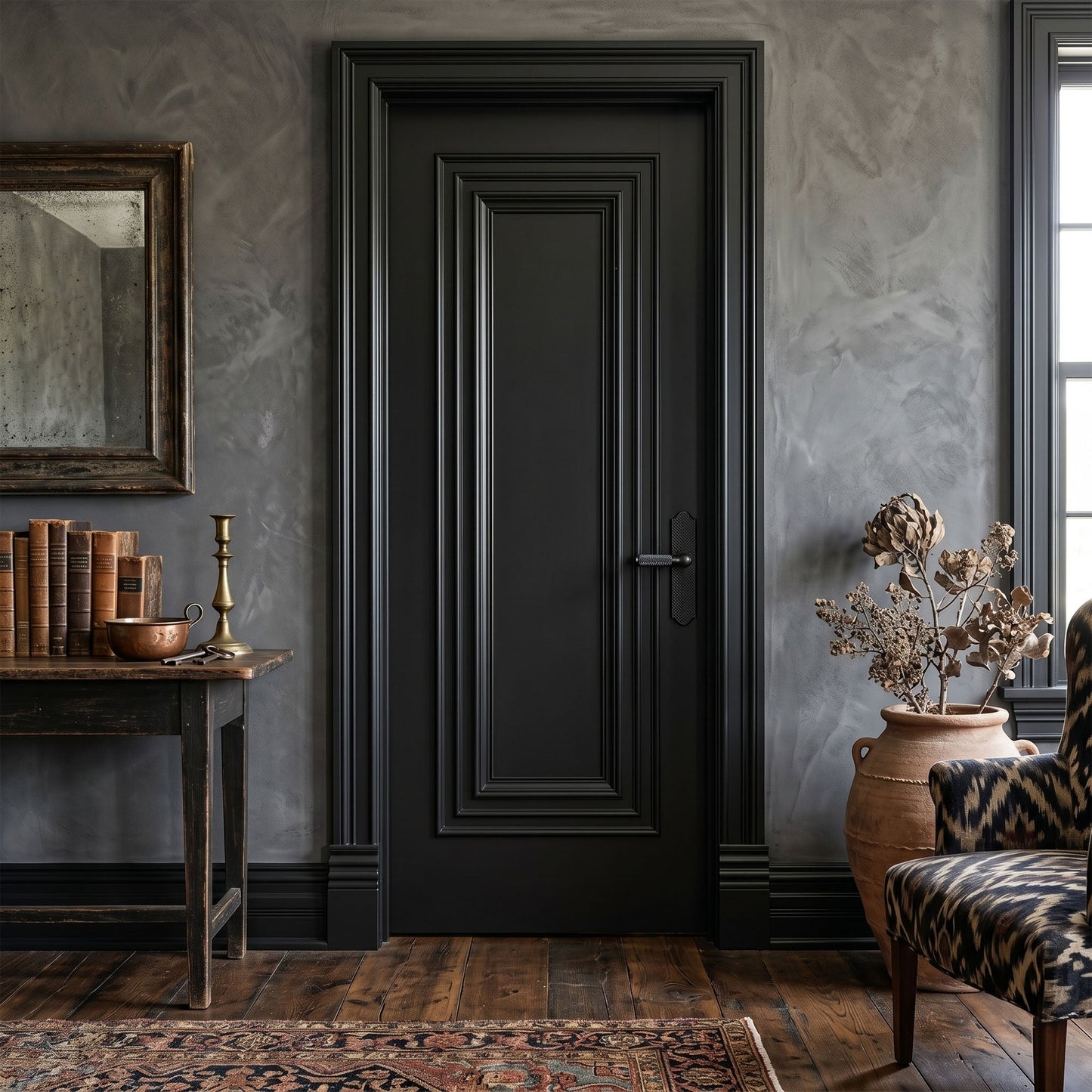 Jet Black Internal Fully Finished Trinity Fire Door