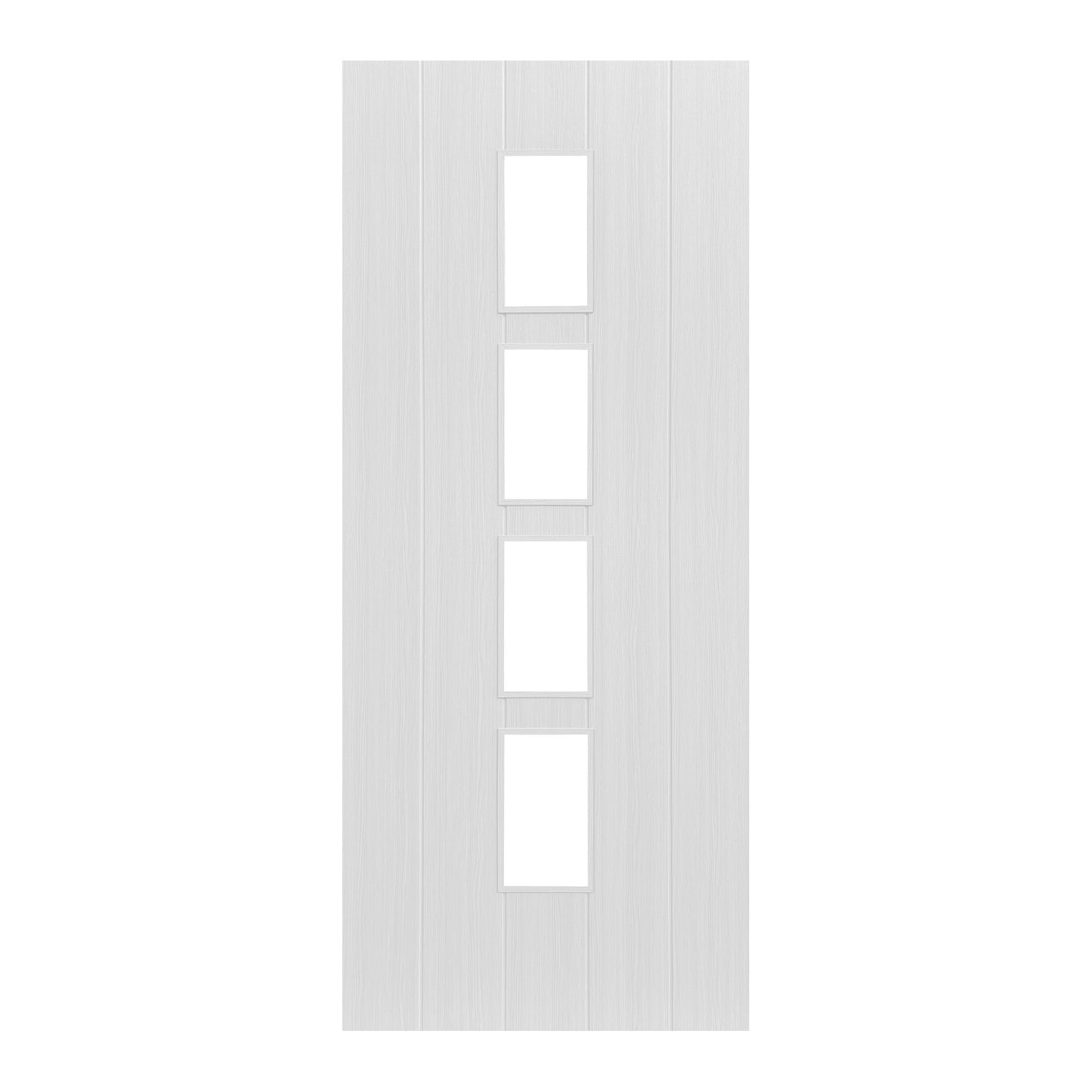 White Internal Fully Finished Cottage Laminate 4 Light Clear Glass Door