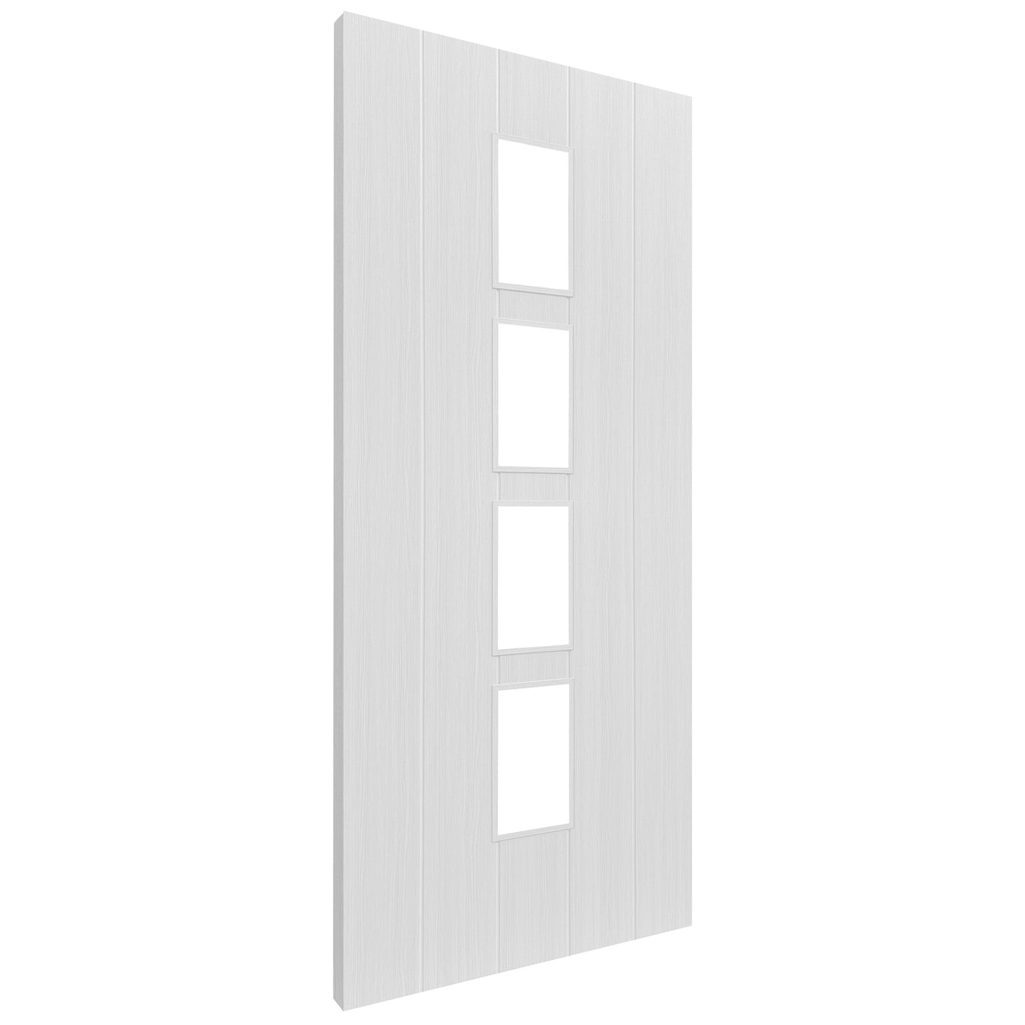 White Internal Fully Finished Cottage Laminate 4 Light Clear Glass Door