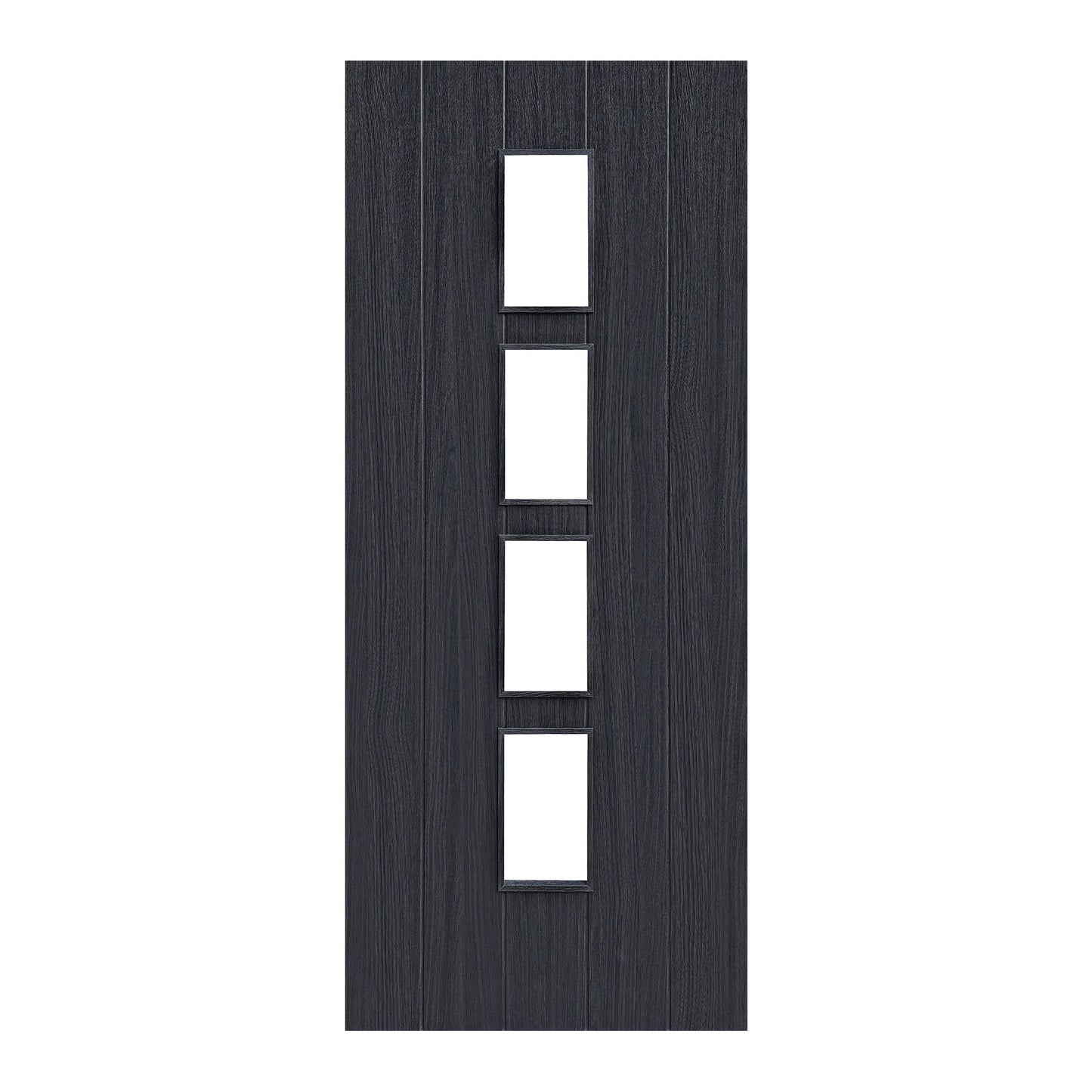 Black Internal Fully Finished Cottage Laminate 4 Light Clear Glass Door