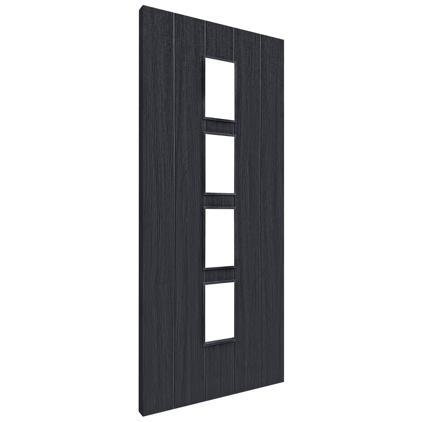Black Internal Fully Finished Cottage Laminate 4 Light Clear Glass Door