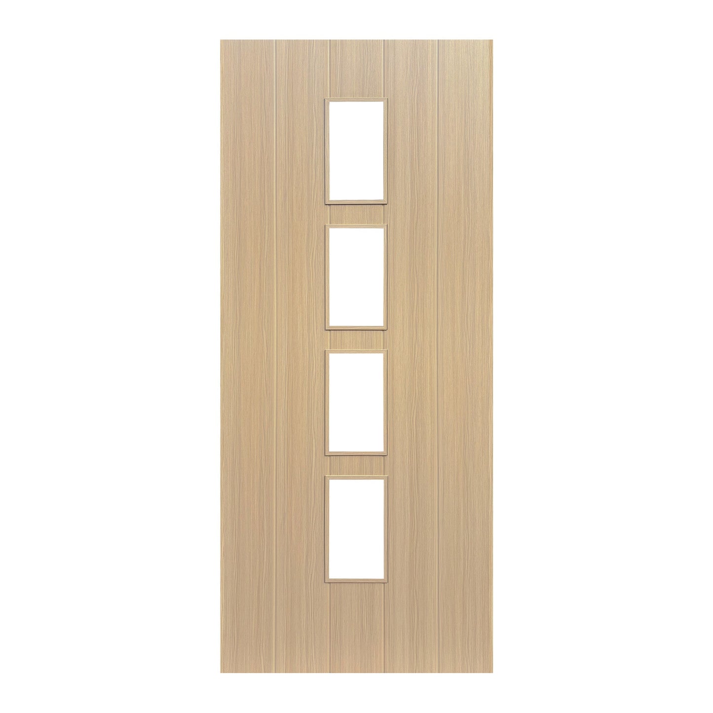 Oak Internal Fully Finished Cottage Laminate 4 Light Clear Glass Door