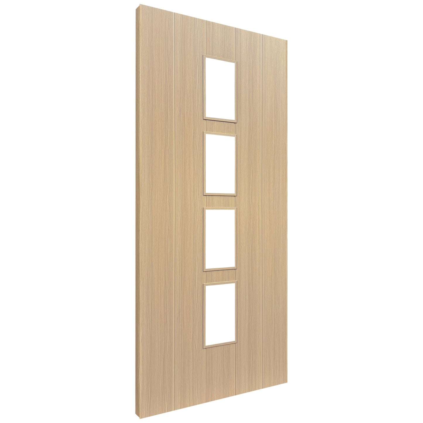 Oak Internal Fully Finished Cottage Laminate 4 Light Clear Glass Door