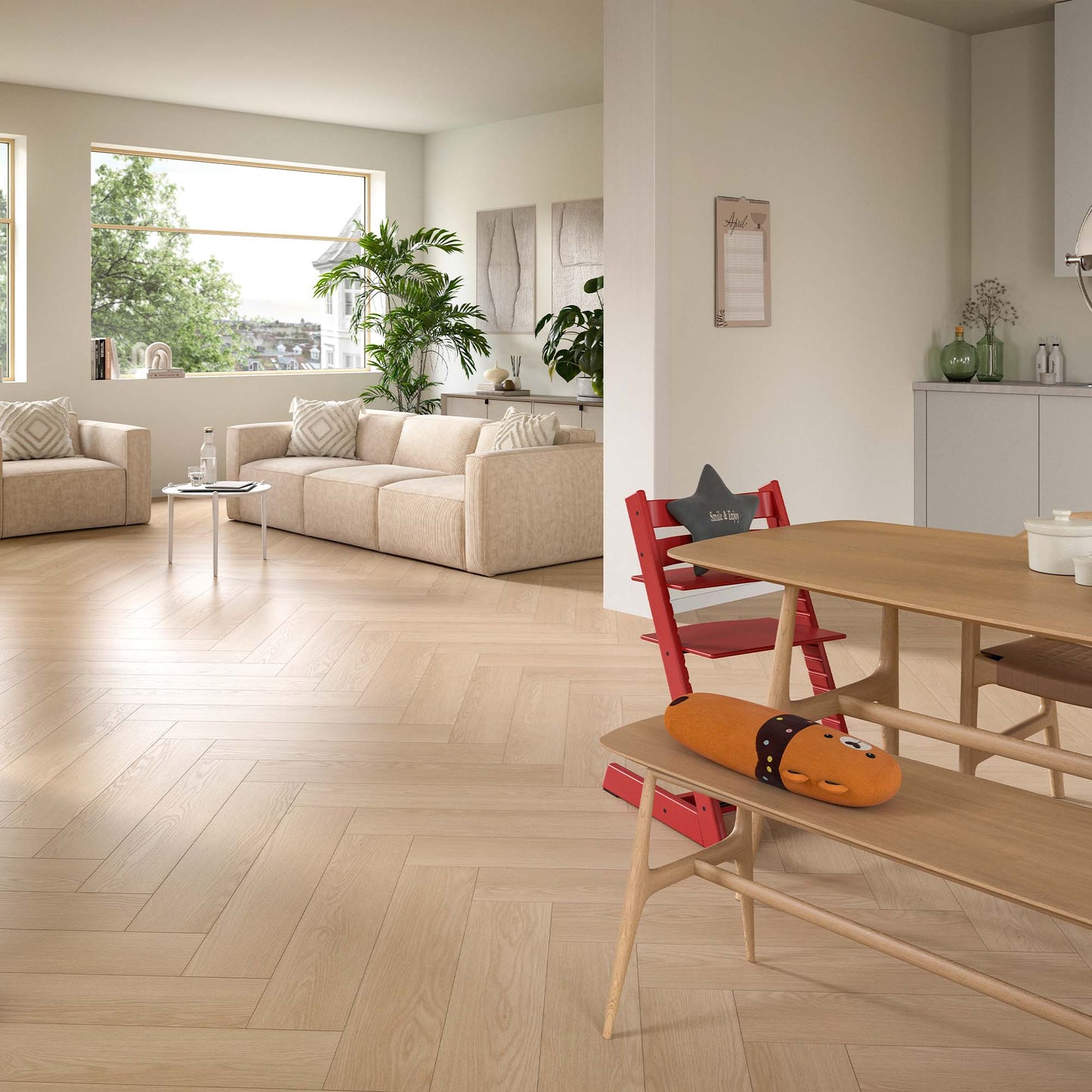 Warm Heritage Oak - Wood Essence Water Resistant 8mm Herringbone Laminate Flooring