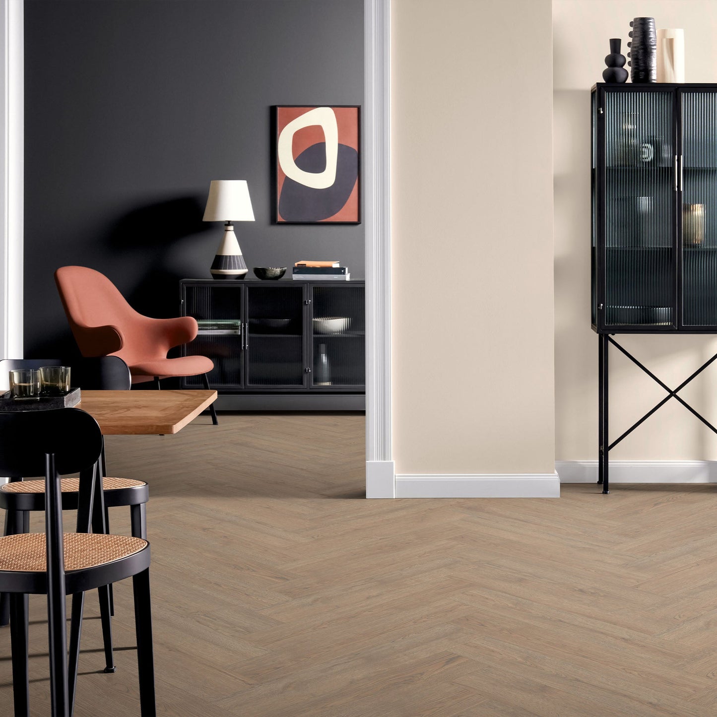 Classic Parquet Oak - Wood Essence Water Resistant 8mm Herringbone Laminate Sample