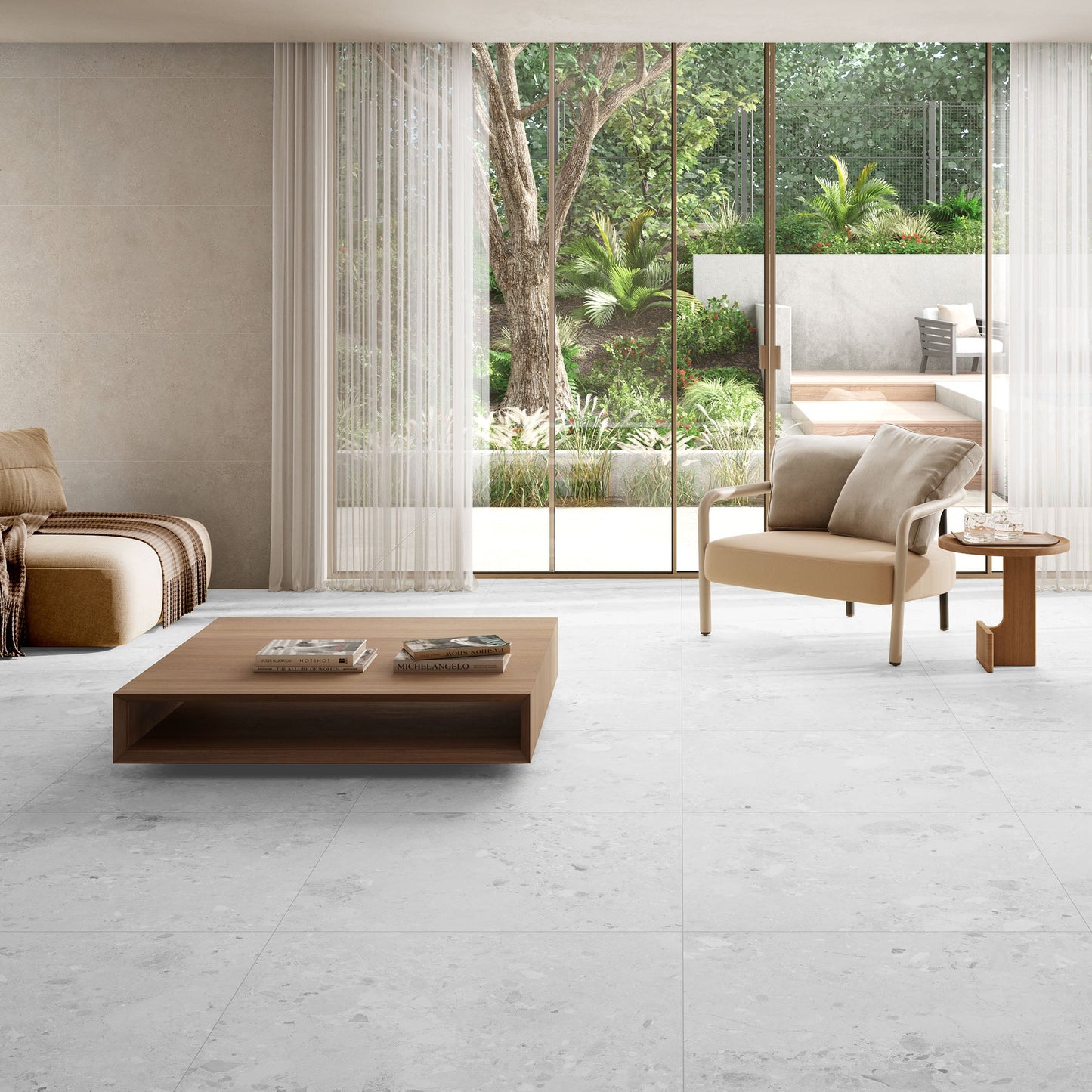 Terazzia White Matt - Smooth Porcelain Wall & Floor Tile