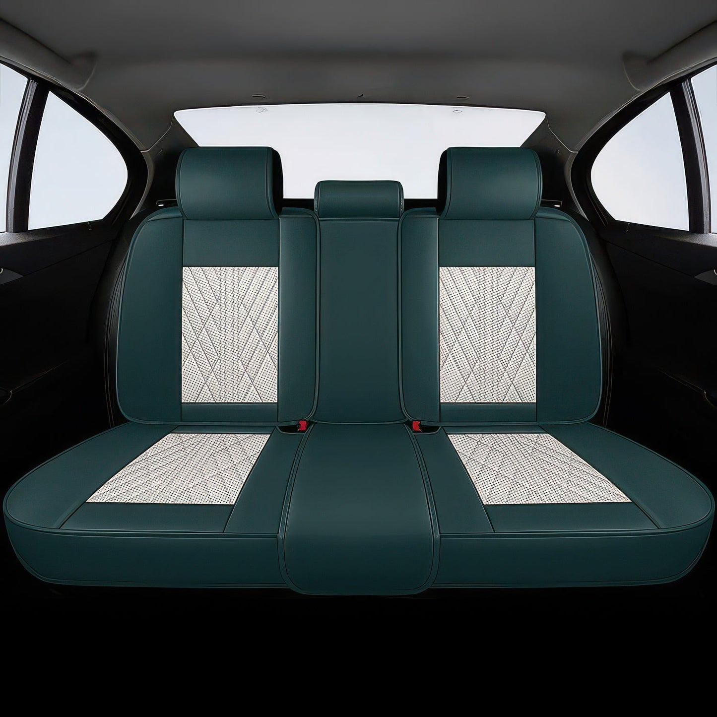 Beige & Green Seat Covers