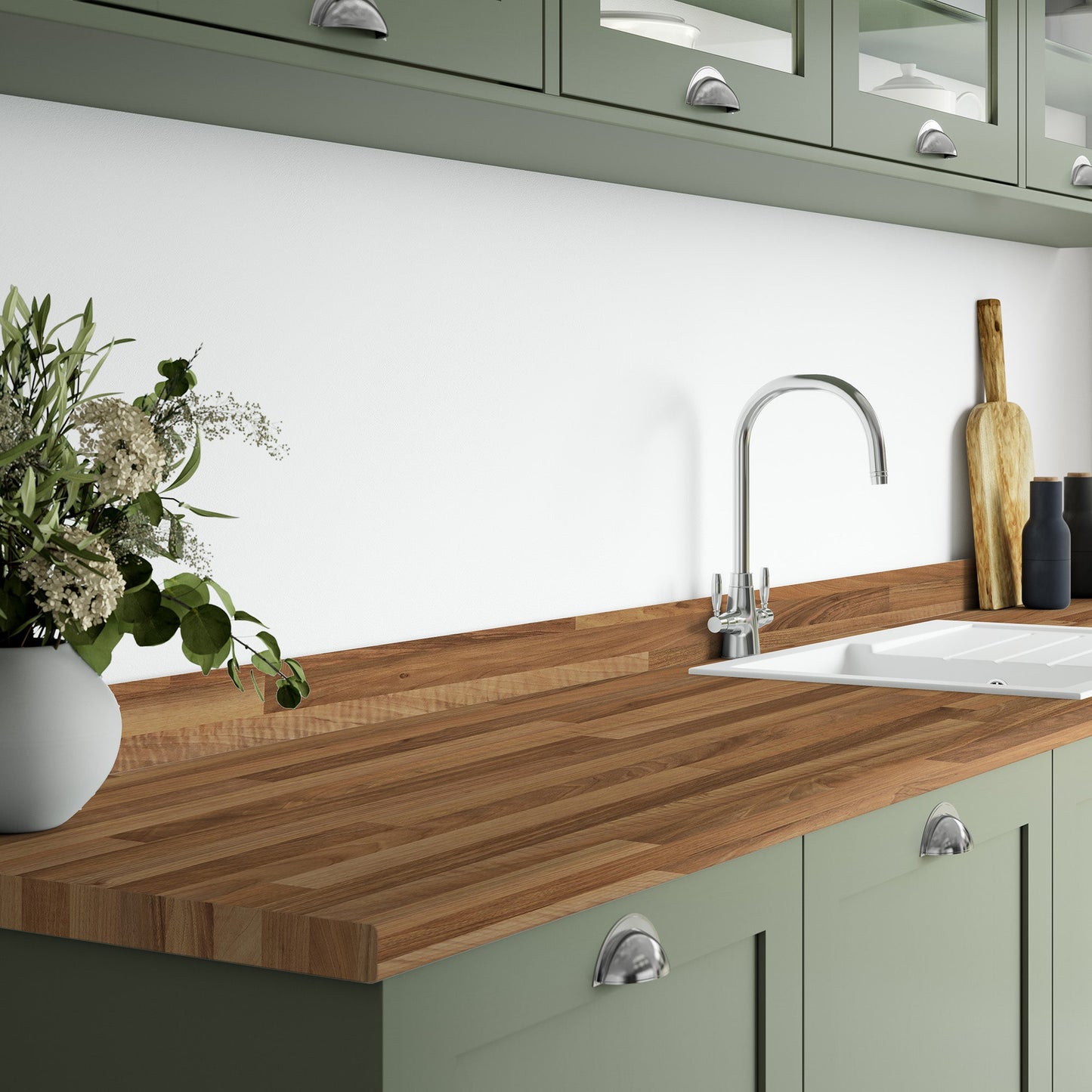 Walnut block - Matt Worktop Sample (WT38RD-3)